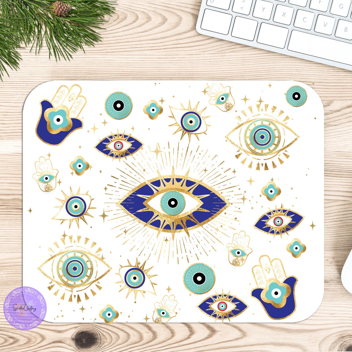 Personalised All-Seeing Eye Cushion. Turkish Eye Protection, Spiritual Mug Gift, Makeup bag Evil Eye Style, Nazar, Mousepad, 20 oz tumbler