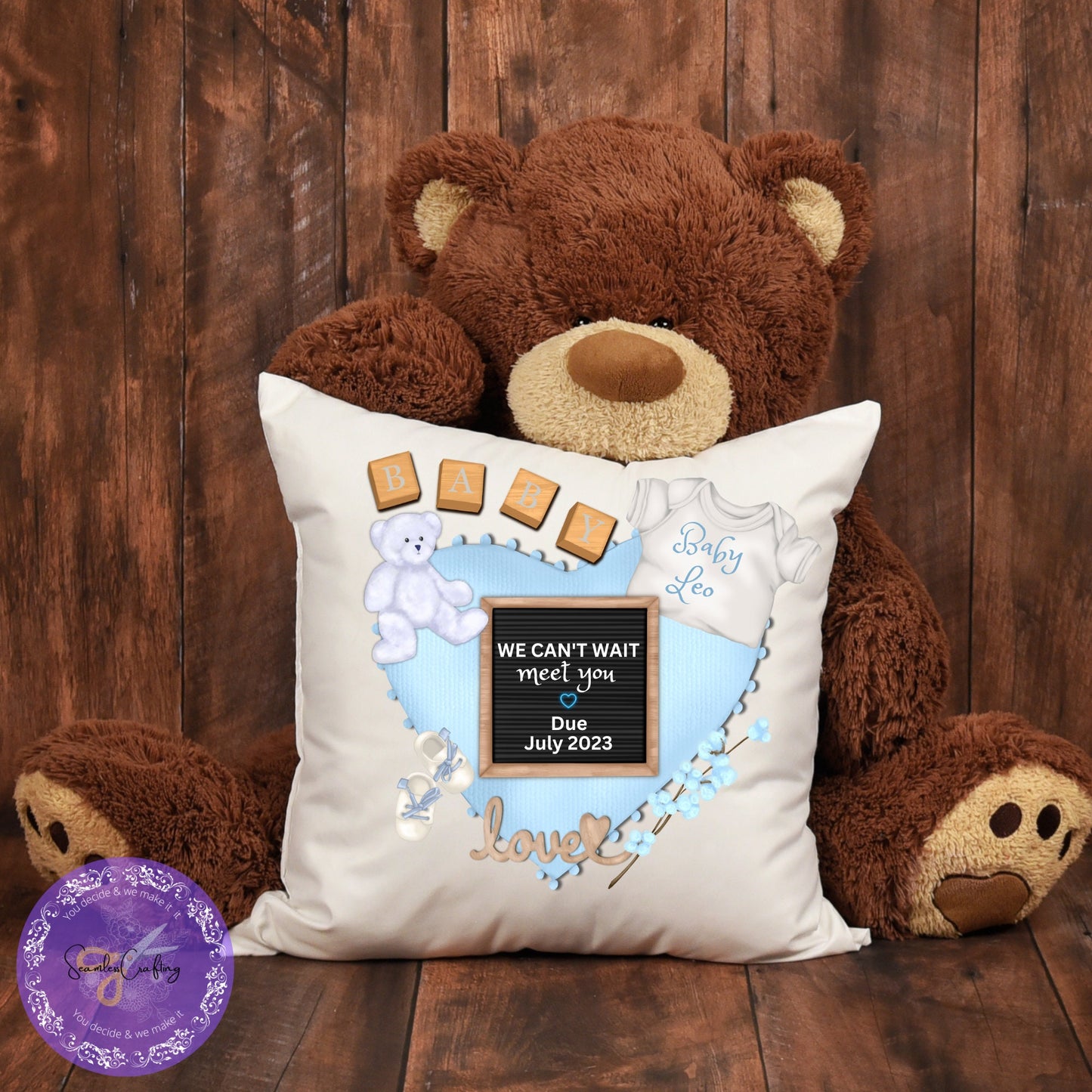 Personalised Pregnancy Announcement Baby Pillow Gift, Baby Shower Gift, New Baby Cushion Gift, Baby Keepsake, Newborn Gift, New Parents Gift