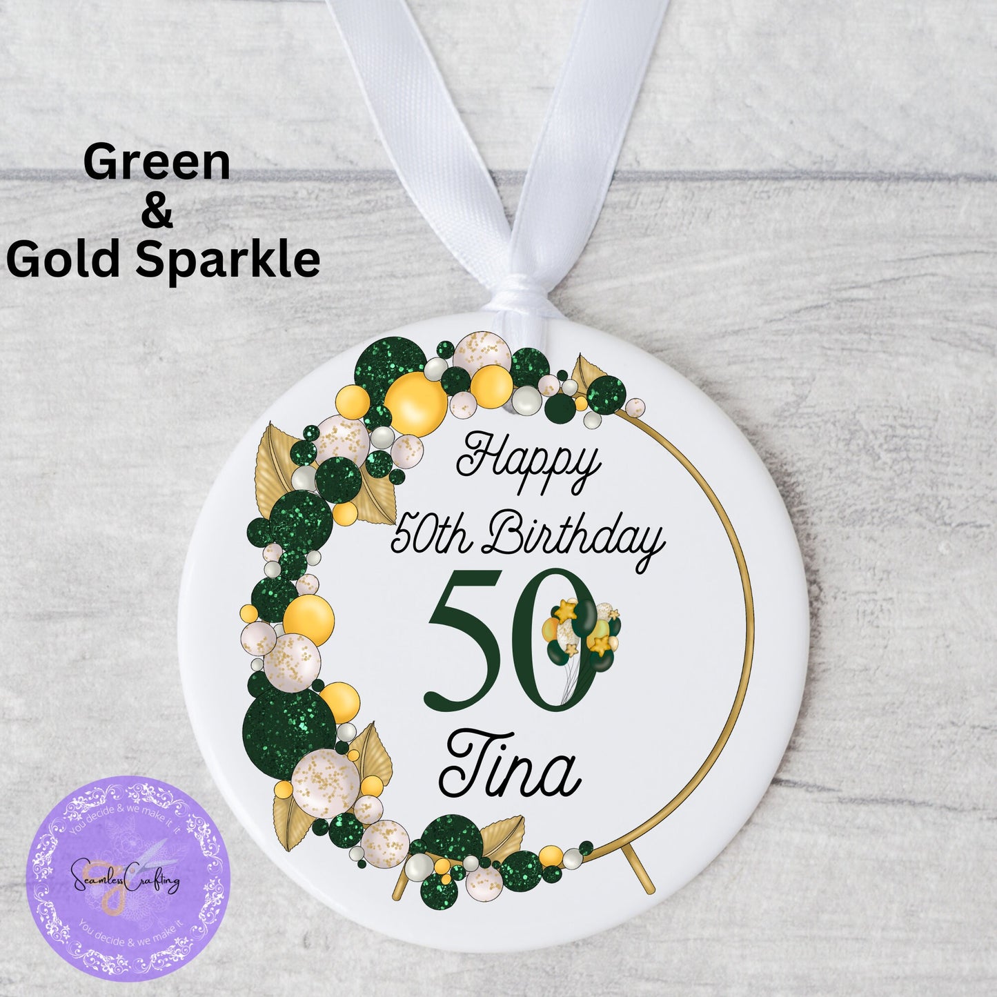 Personalised Ceramic Ornament Balloon Arch Birthday Gift, Custom any age ornament Balloon Arch, Memorable Keepsake Wedding, Birthday Gift
