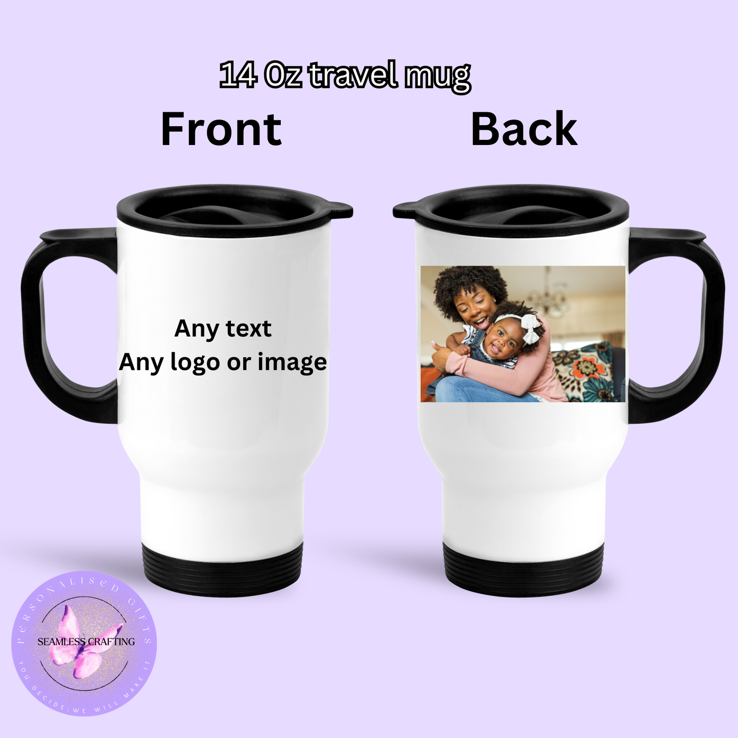 Personalised Water Bottles, Travel Mugs & Tumblers – Add Any Image, Logo or Text – Custom Photo Drinkware – 400ml, 750ml, 14oz & 20oz – Gift for Him, Her, Kids & Pets