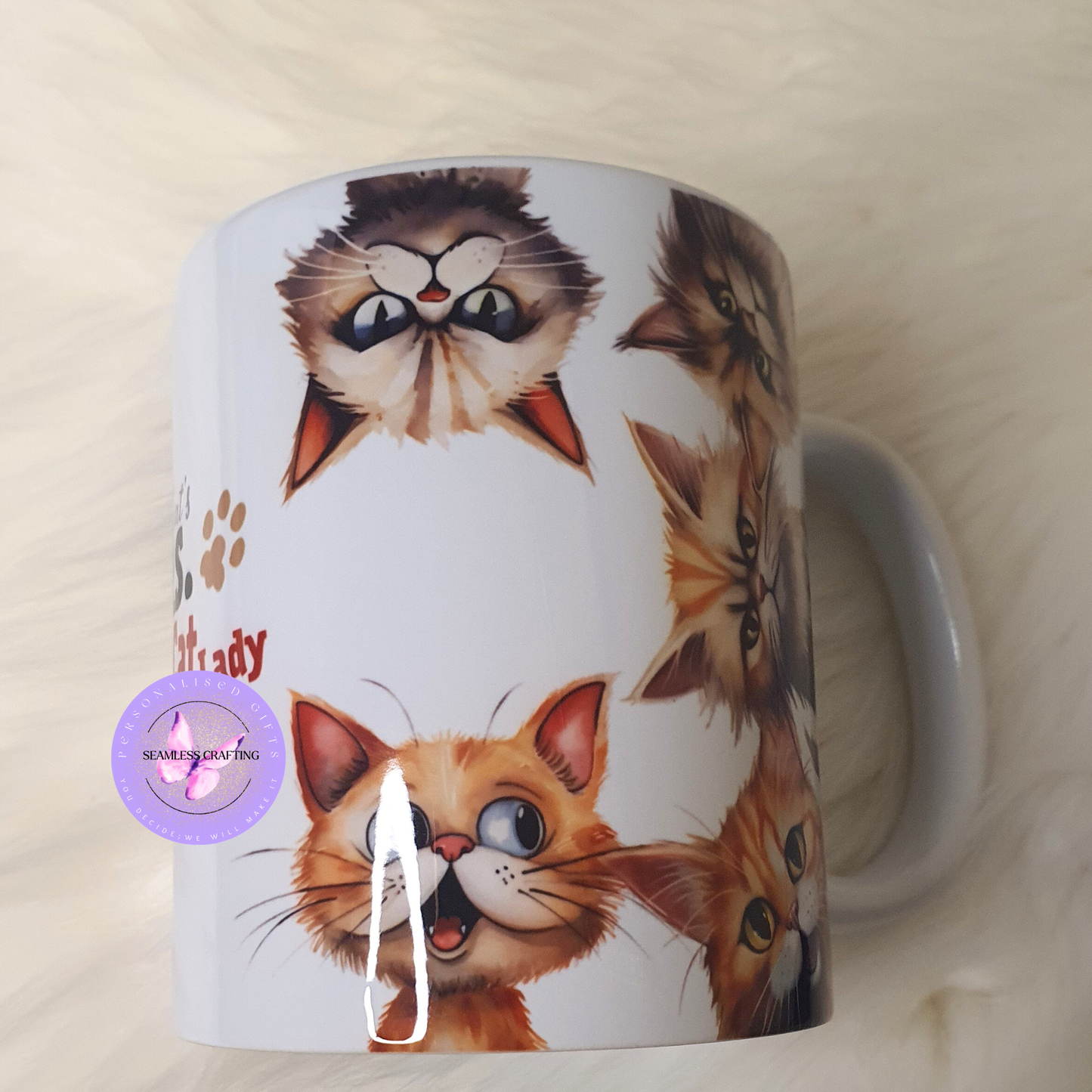 Personalised Crazy Cat Lady Mug – Custom Name Cat Lover Gift, Funny Cat Owner Coffee Cup, 11oz Ceramic Mug for Her, Gift for Cat Mum