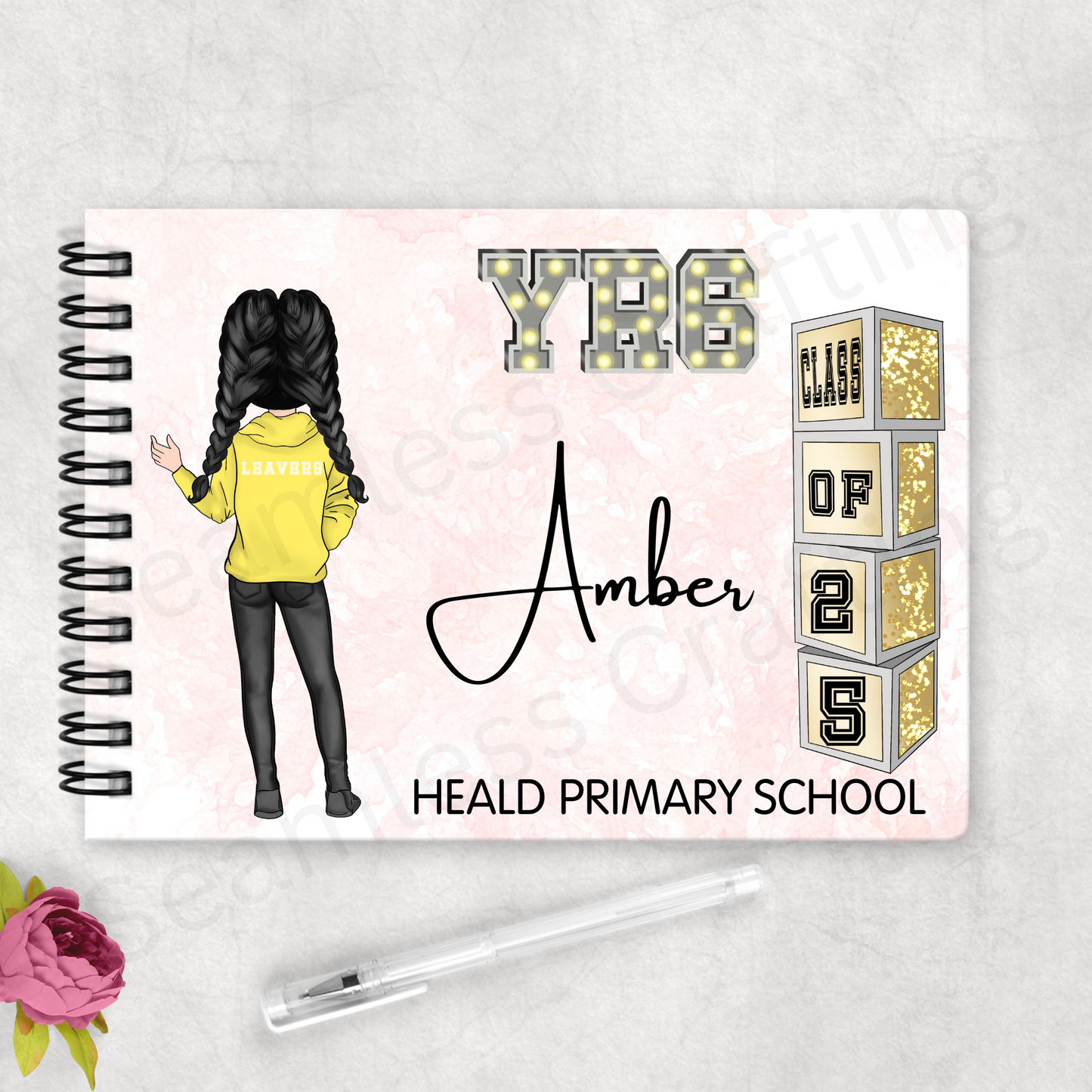 Personalised School Leavers Book – Custom Year 11 Autograph & Memory Book | Name, Character, School & Year