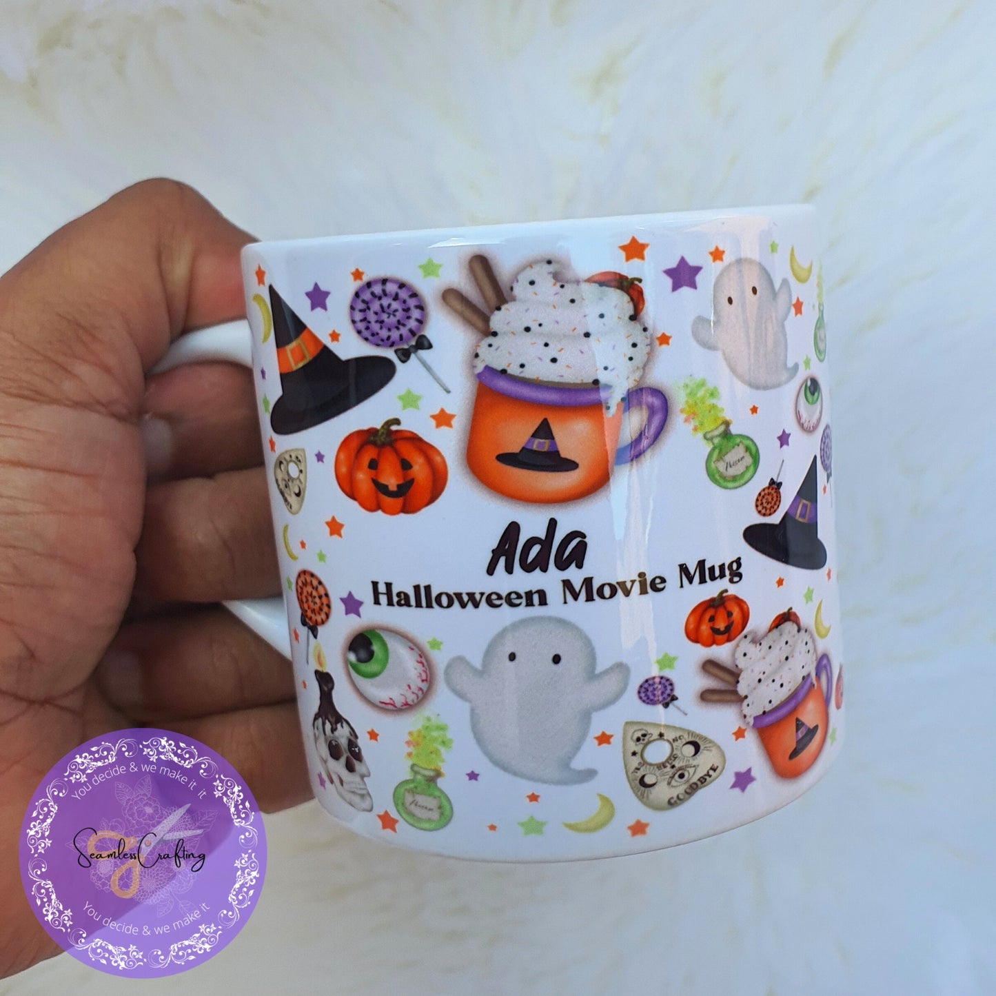 Personalised Halloween movie night mugs, Family movie night cups, Kids Halloween mugs, Family matching mugs, Kids 6oz ceramic mug