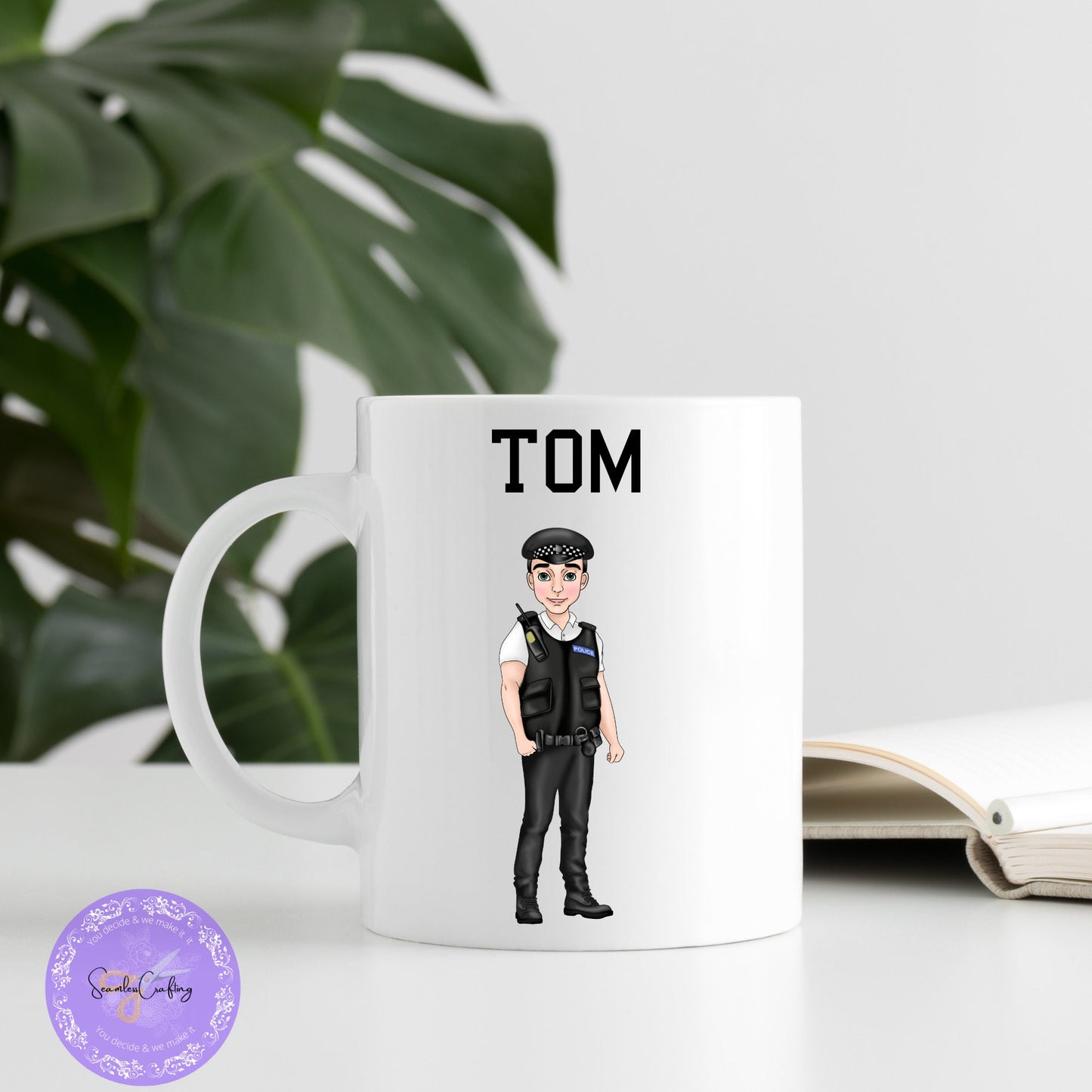 Personalised Male police officer travel mug, Policeman gifts, New PCSO, Copper coffee cup, Build your character, Travel Thermos mug