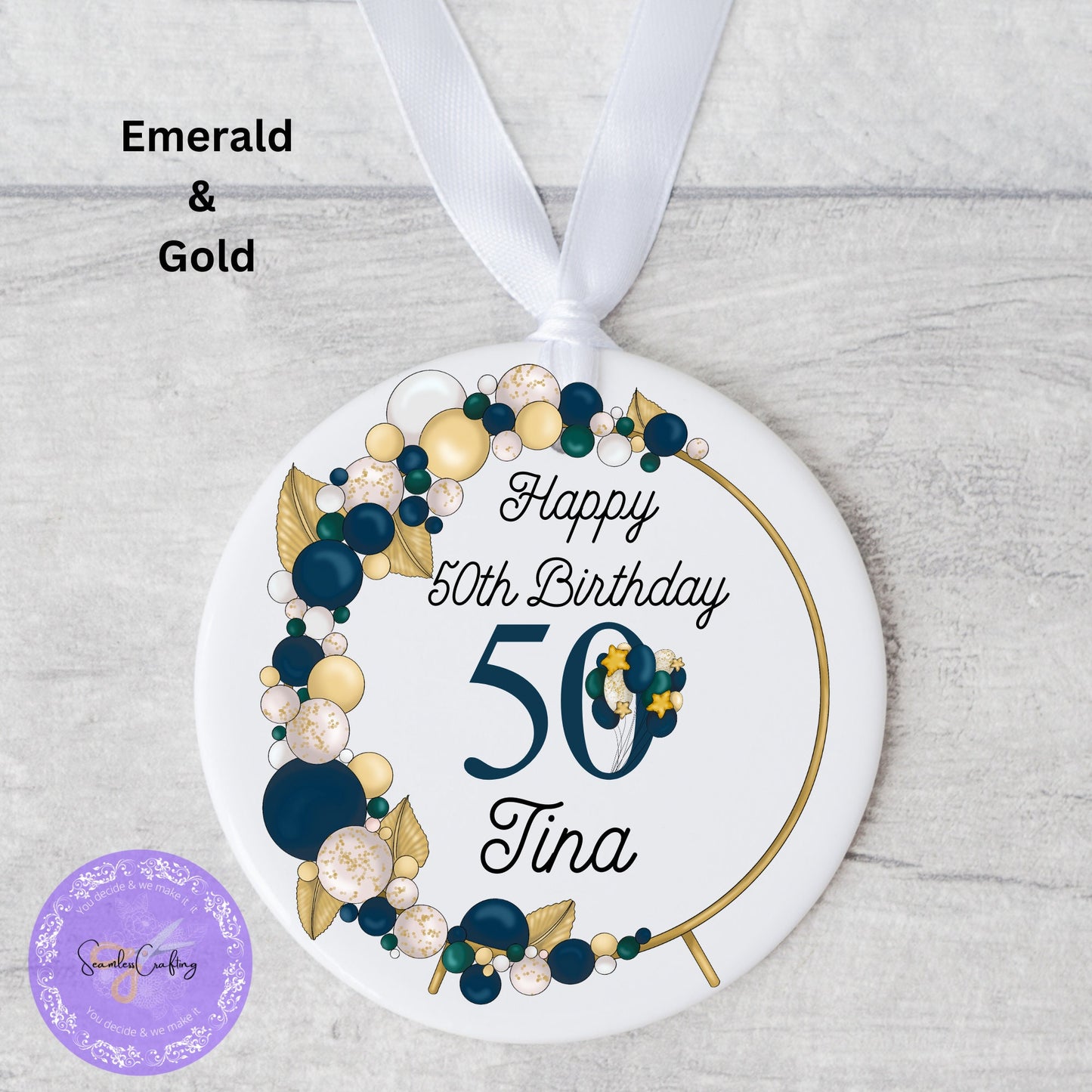 Personalised Ceramic Ornament Balloon Arch Birthday Gift, Custom any age ornament Balloon Arch, Memorable Keepsake Wedding, Birthday Gift