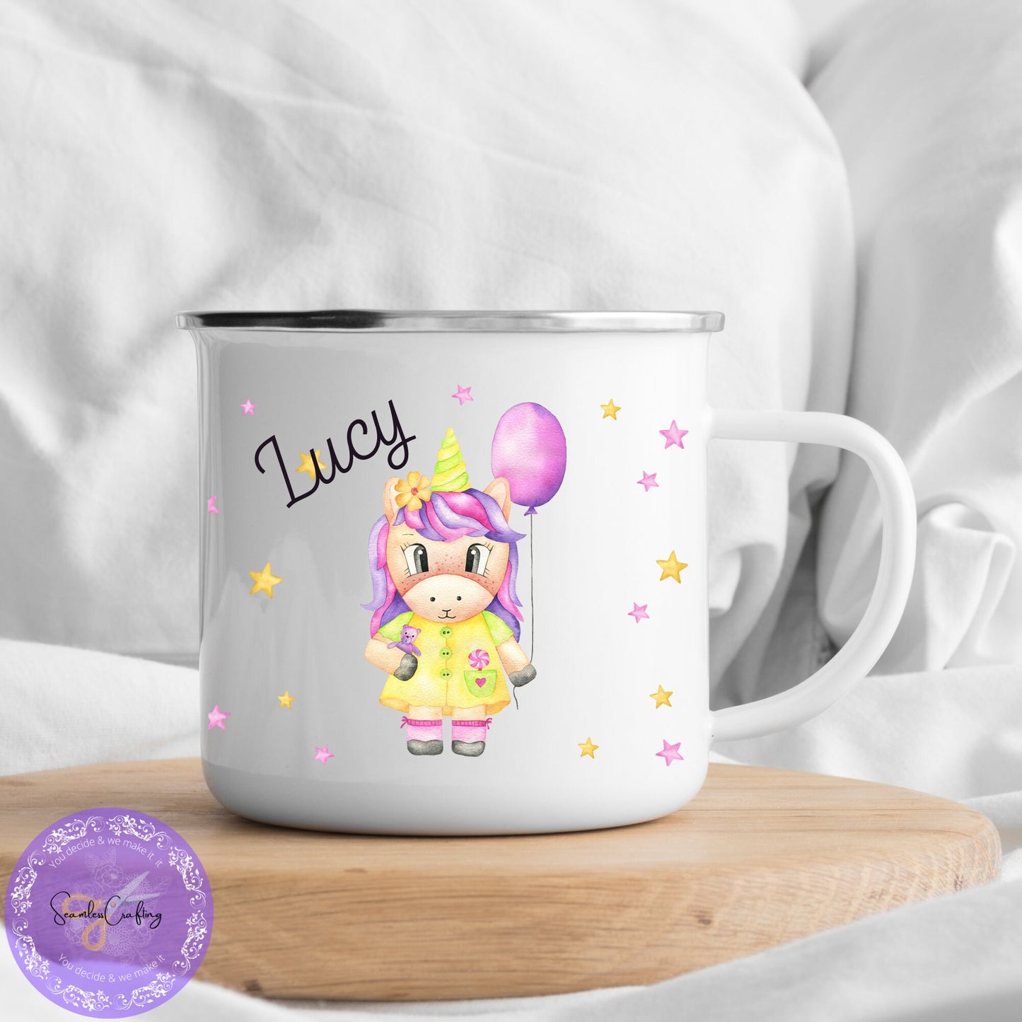 Personalised Enamel Mug , Kids Cups,Name Mug, Tin Mug, Mini Mug, Gift For Children,Unbreakable Mug, Unicorn Mug, Children's Birthday Gift