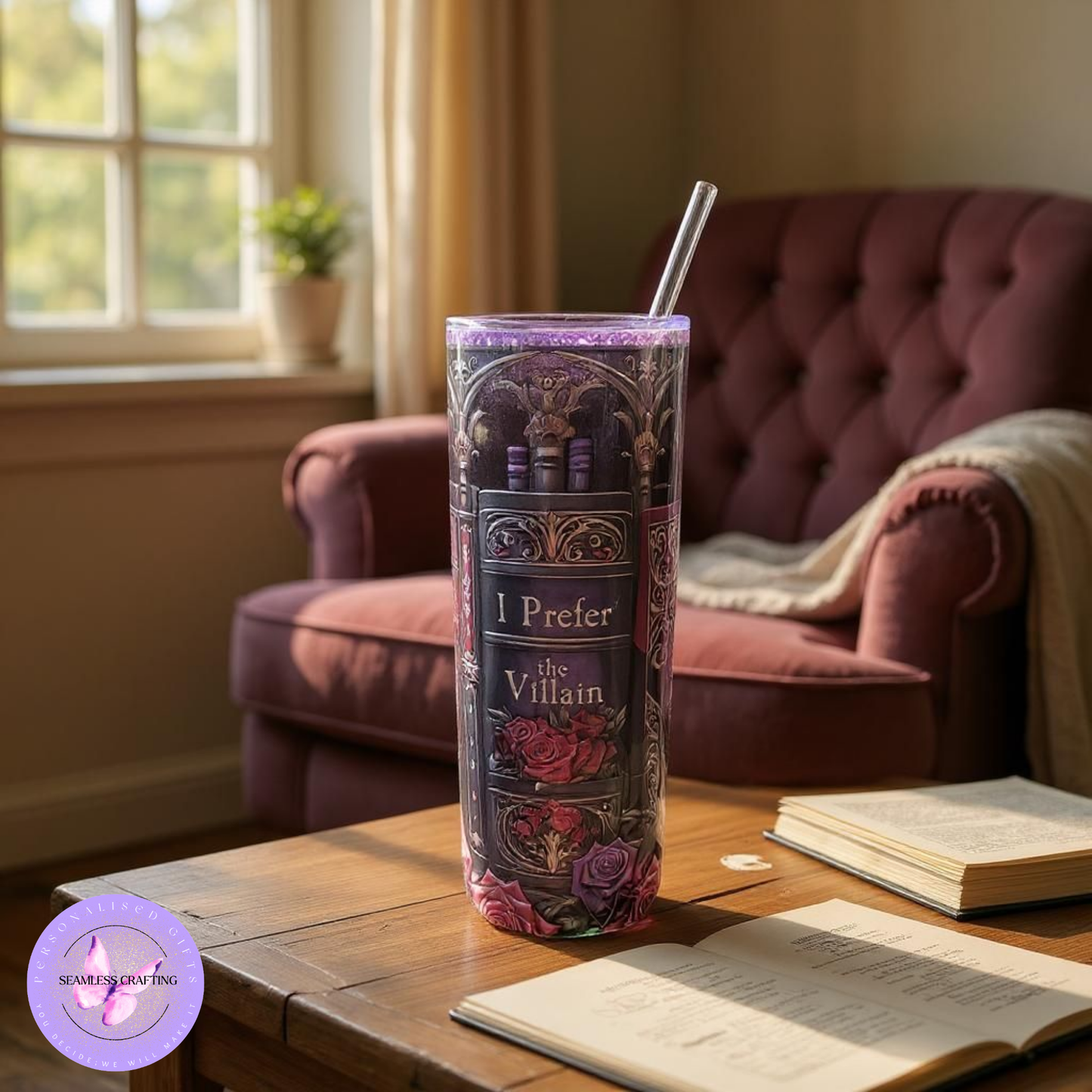 Personalised 20oz Stainless Steel Tumbler – “Reading is Dreaming with Your Eyes Open” Quote – Inspirational Book Lover Gift with Metal Straw & Cleaner