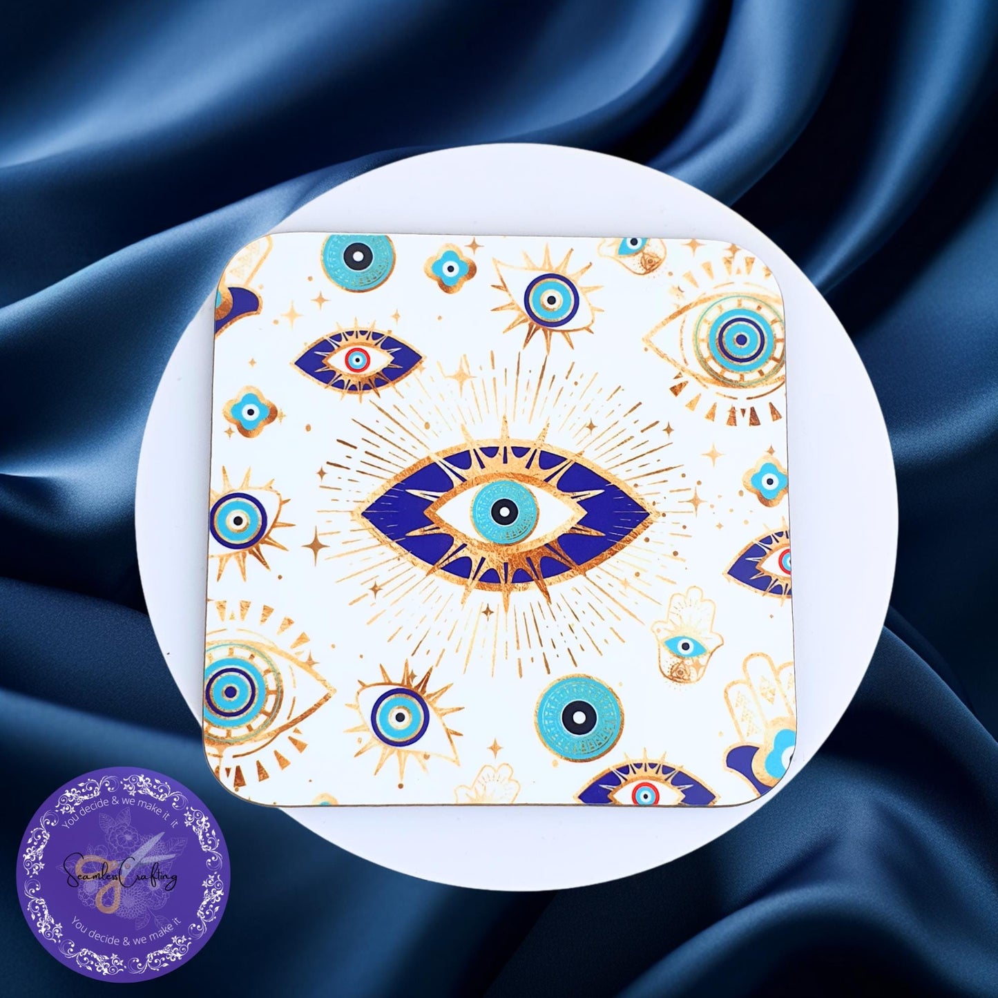 Personalised All-Seeing Eye Cushion. Turkish Eye Protection, Spiritual Mug Gift, Makeup bag Evil Eye Style, Nazar, Mousepad, 20 oz tumbler