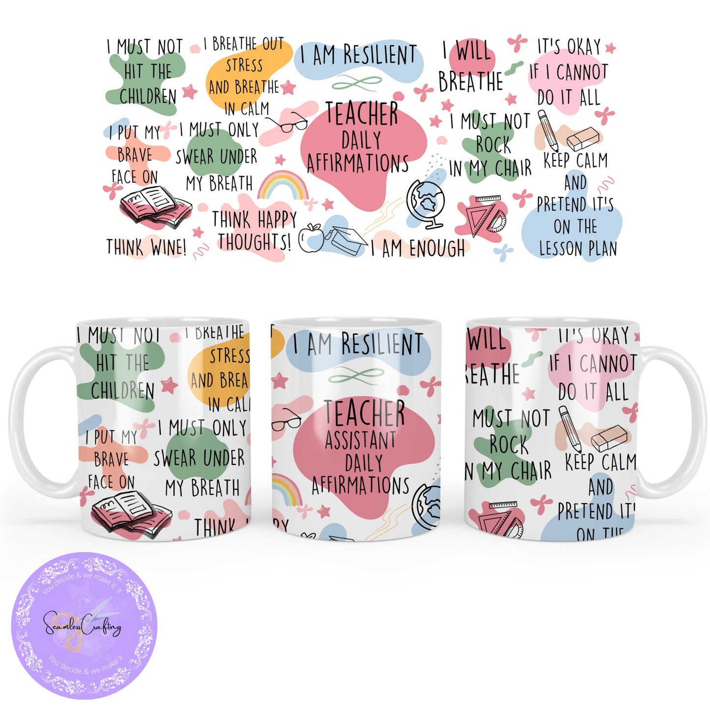 Personalised Funny Teacher Gift Mug, Novelty Humour Mug, Thank You Gift From Students, Daily Affirmation For Teachers, Gift From Coworker