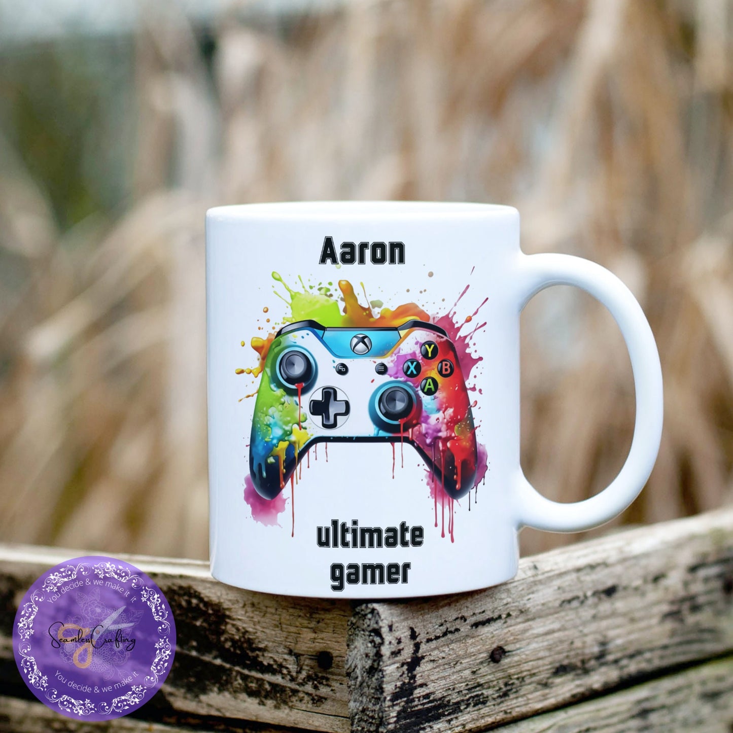 Personalised Gamer Mug & Coaster Set โ Custom 11 oz Video Game Coffee Mug with Name โ Gift for Gamers, Kids, Teens, or Boyfriends