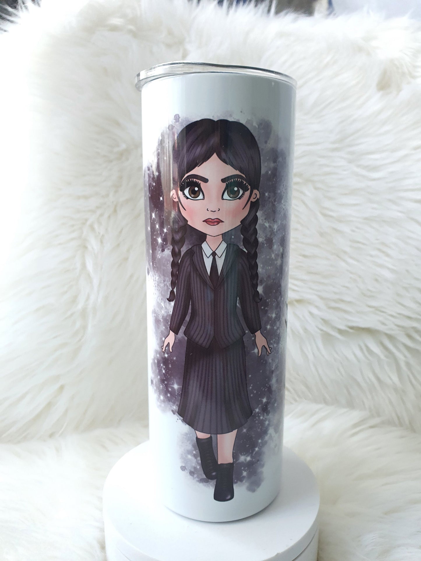 Personalised Wednesday Addams Isulated Skinny 20 oz Tumbler, Custom tumbler with straw & lid, gift for her, Inspired wednesday tumbler,