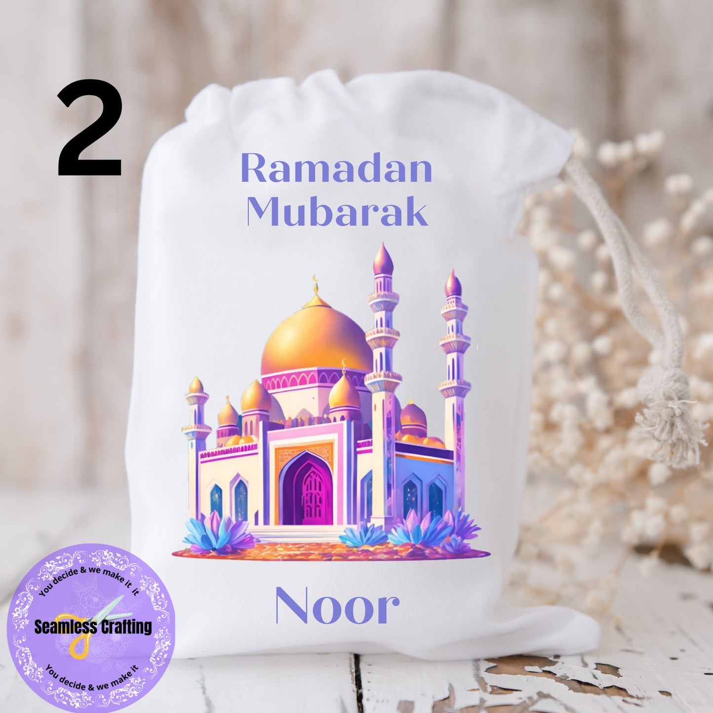 Personalised Arabic,English Eid Bag, Eid Sacks,Bags,Ramadan, Eid Mubarak Party Gift Bags, Clothes, Treat, Custom,