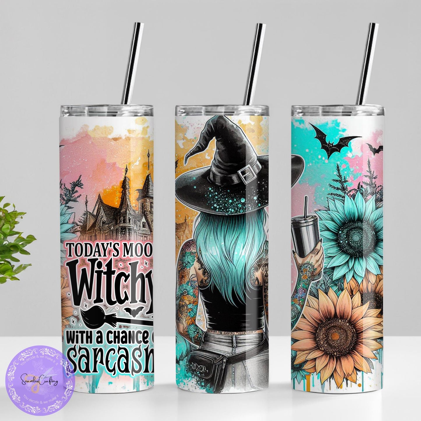 Personalised Moody witch, Funny Halloween witch, BPA Free tumbler, witchy flower, Witch sarcasm, custom-made cup thermal, Witch Lover