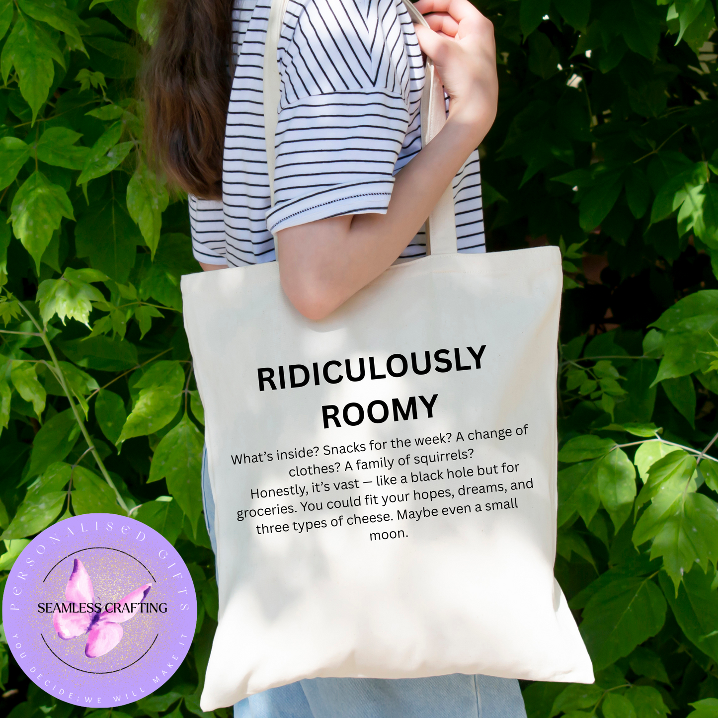 Ridiculously Roomy Canvas Tote Bag – Cream Shoulder Bag with Long Handles – 38x40cm – Eco-Friendly Shopping & Everyday Tote
