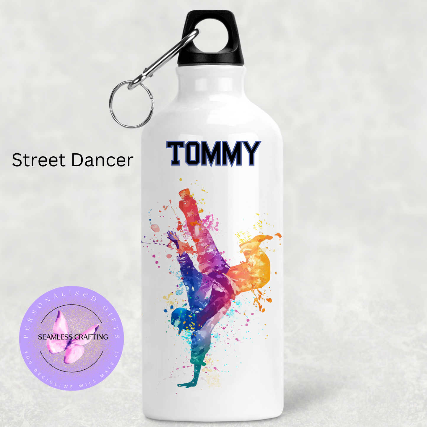 Personalised 400ml Sports Water Bottle – Watercolour Design | Custom Martial Arts, Dance, Football, Rugby, Horse Riding & More | Small UK Business