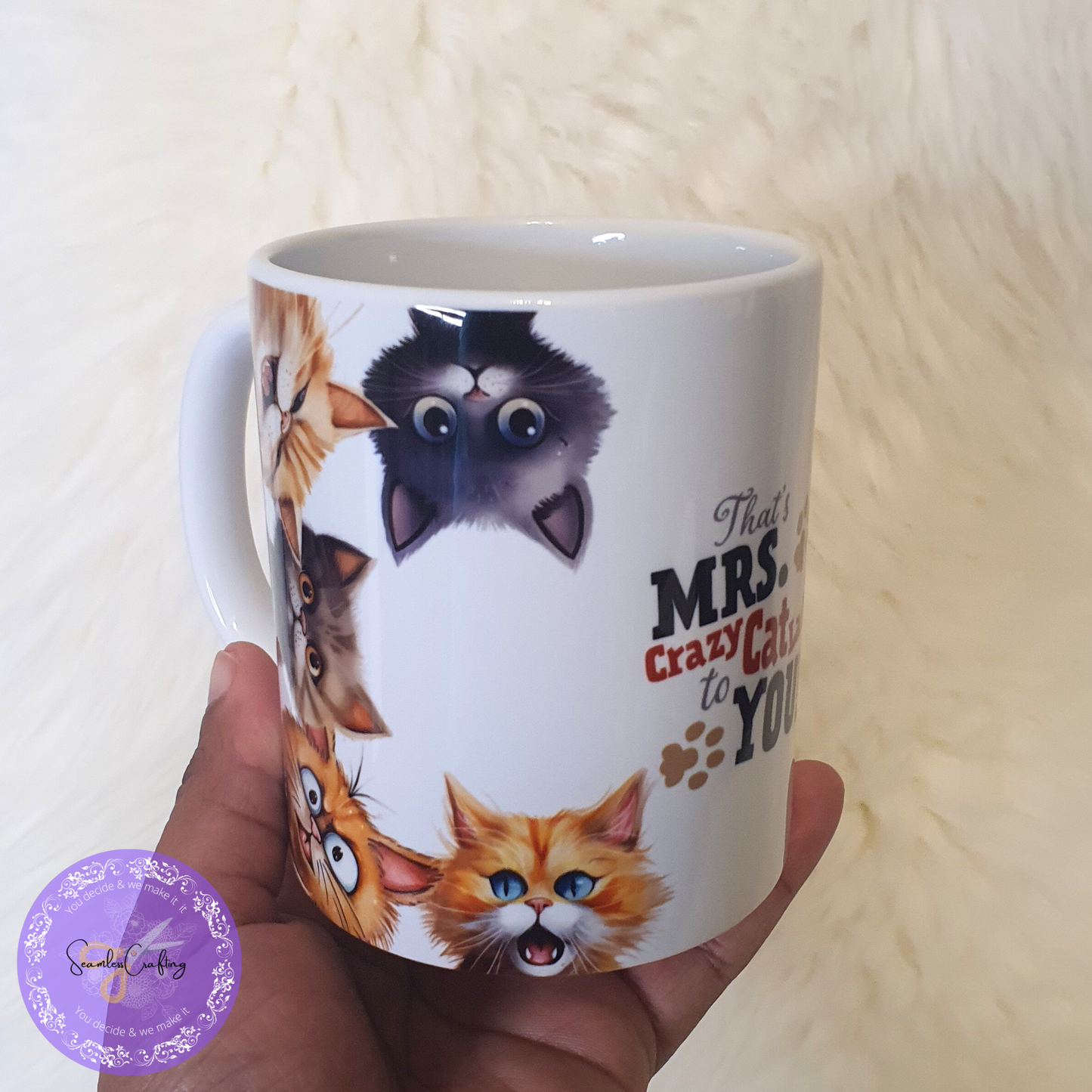Personalised Crazy Cat Lady Mug – Custom Name Cat Lover Gift, Funny Cat Owner Coffee Cup, 11oz Ceramic Mug for Her, Gift for Cat Mum