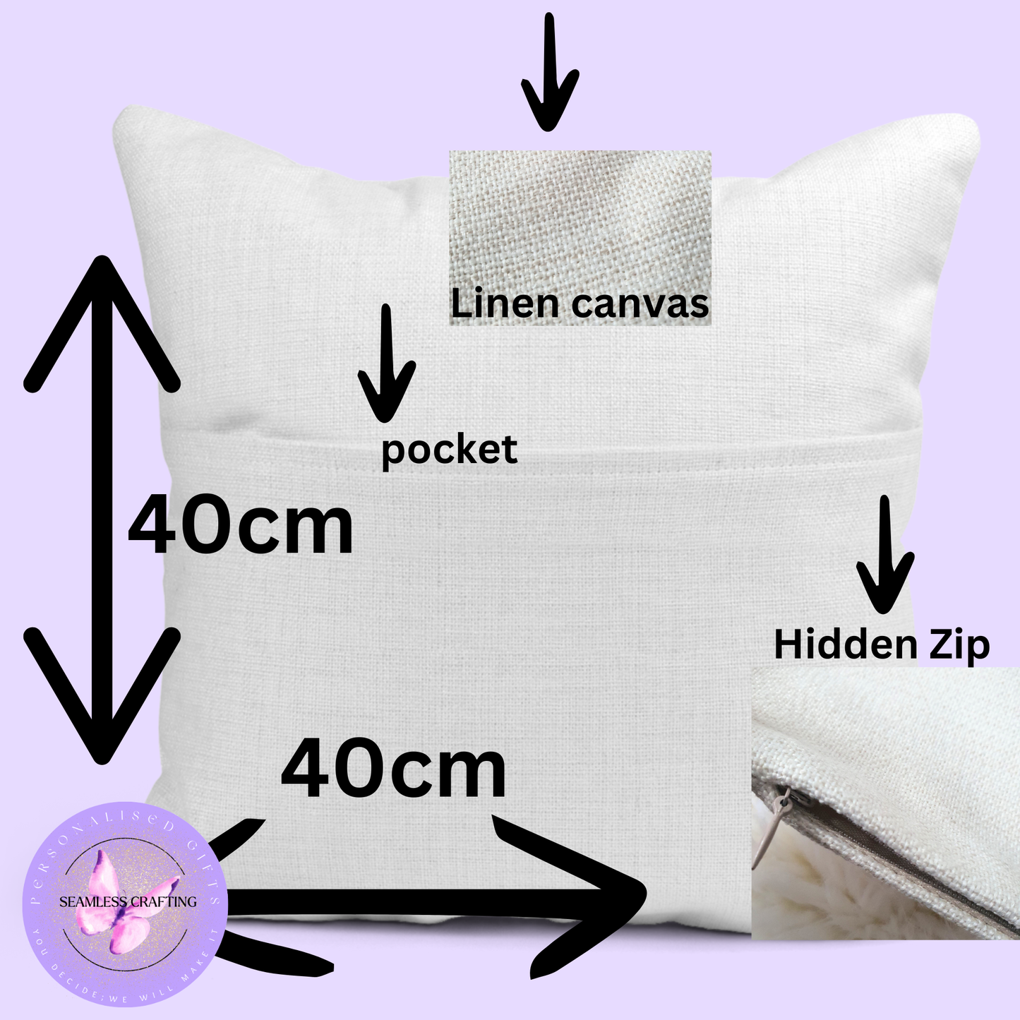 Personalised Unicorn Cushion for Girls – Custom Name Linen Pillow 40x40cm | Magical Unicorn Bedroom Decor | Dreamy Kids Cushion Cover