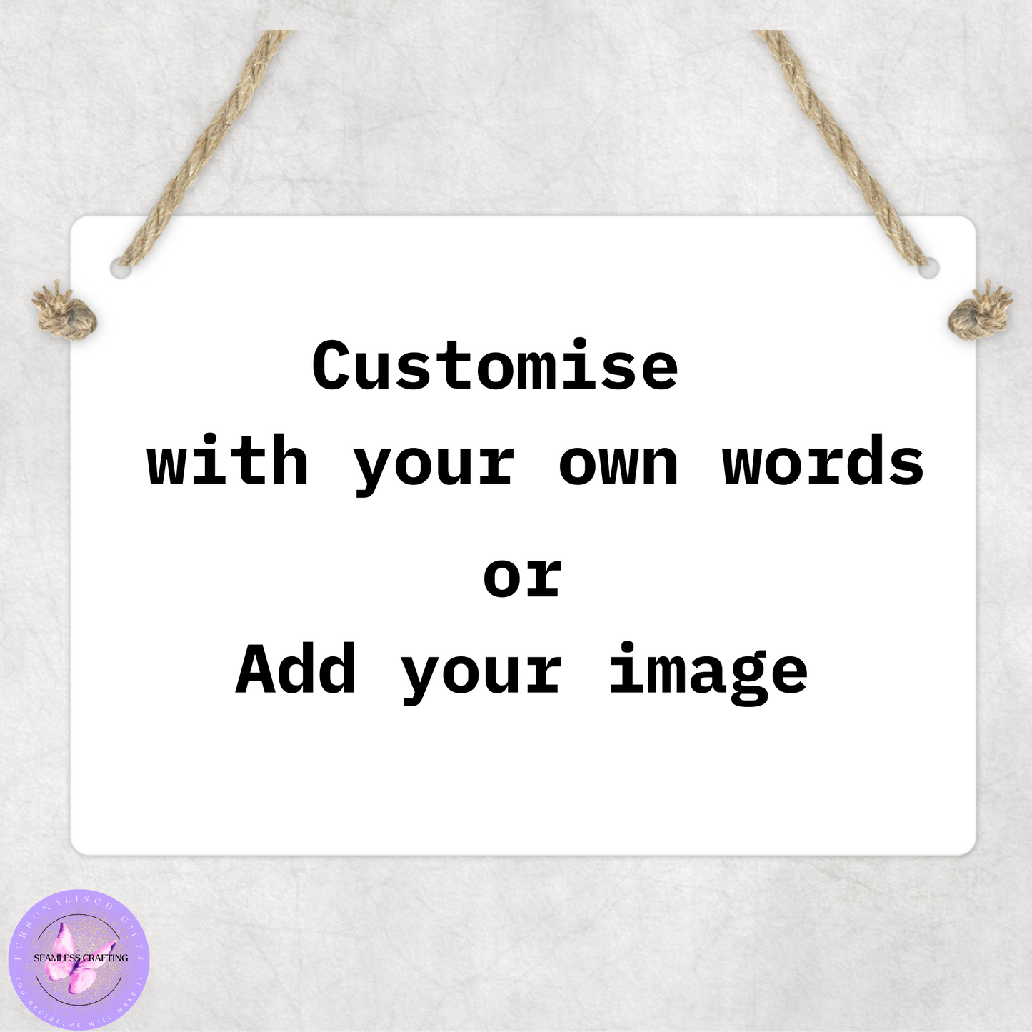 Personalised Metal Sign – Custom Printed Aluminium Sign with Text or Image – UV Protected Waterproof Indoor & Outdoor Sign