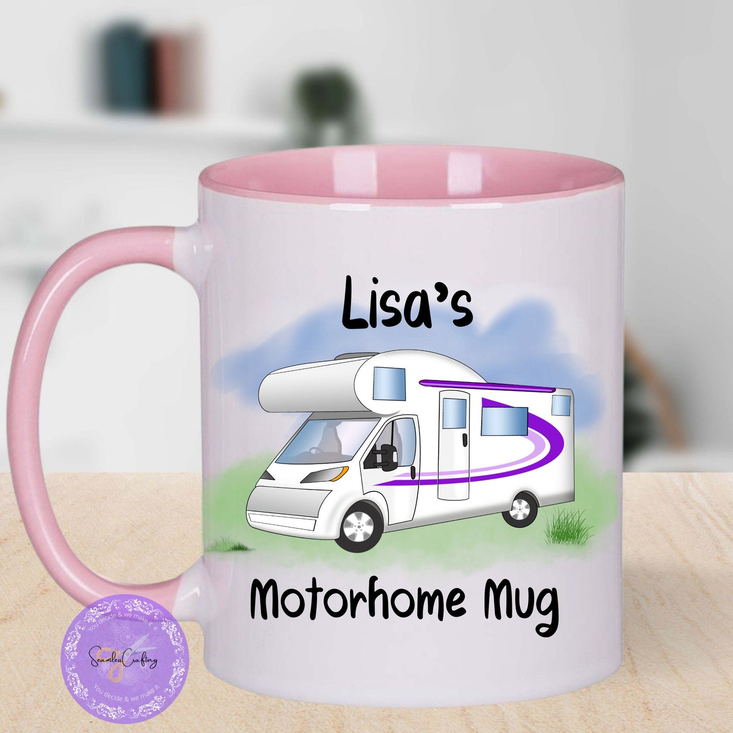 Personalised Motorhome mugs, add any text name, Campervan owners gifts, Ceramic camping cup, Outdoor lovers present, First RV gift