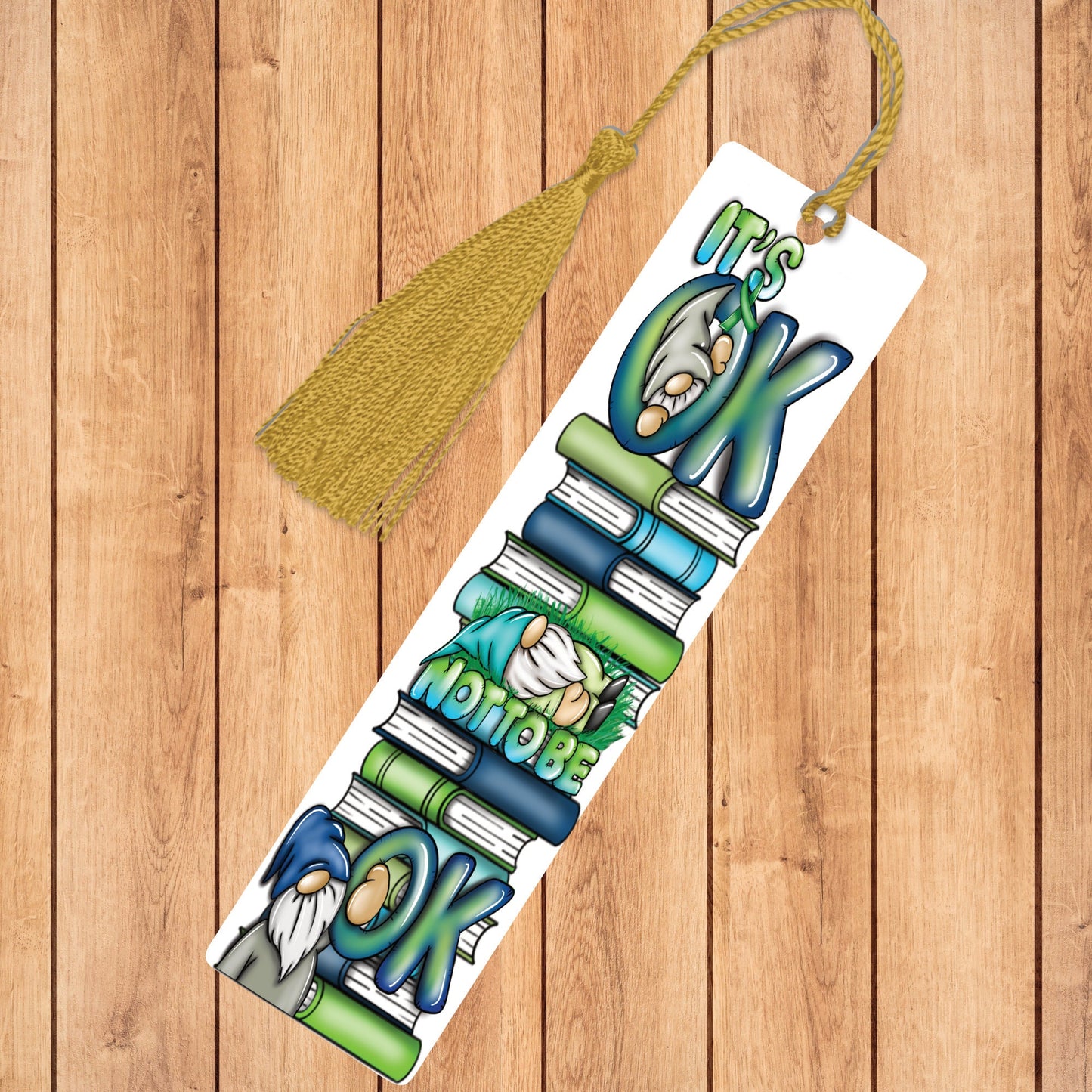 Personalised Acrylic gonk gnome positivity bookmark, mental health awareness, It is ok Not to be Ok, Reading gift for her him Gonk lover