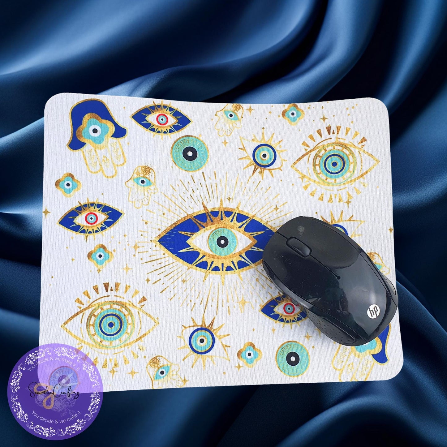 Personalised All-Seeing Eye Cushion. Turkish Eye Protection, Spiritual Mug Gift, Makeup bag Evil Eye Style, Nazar, Mousepad, 20 oz tumbler