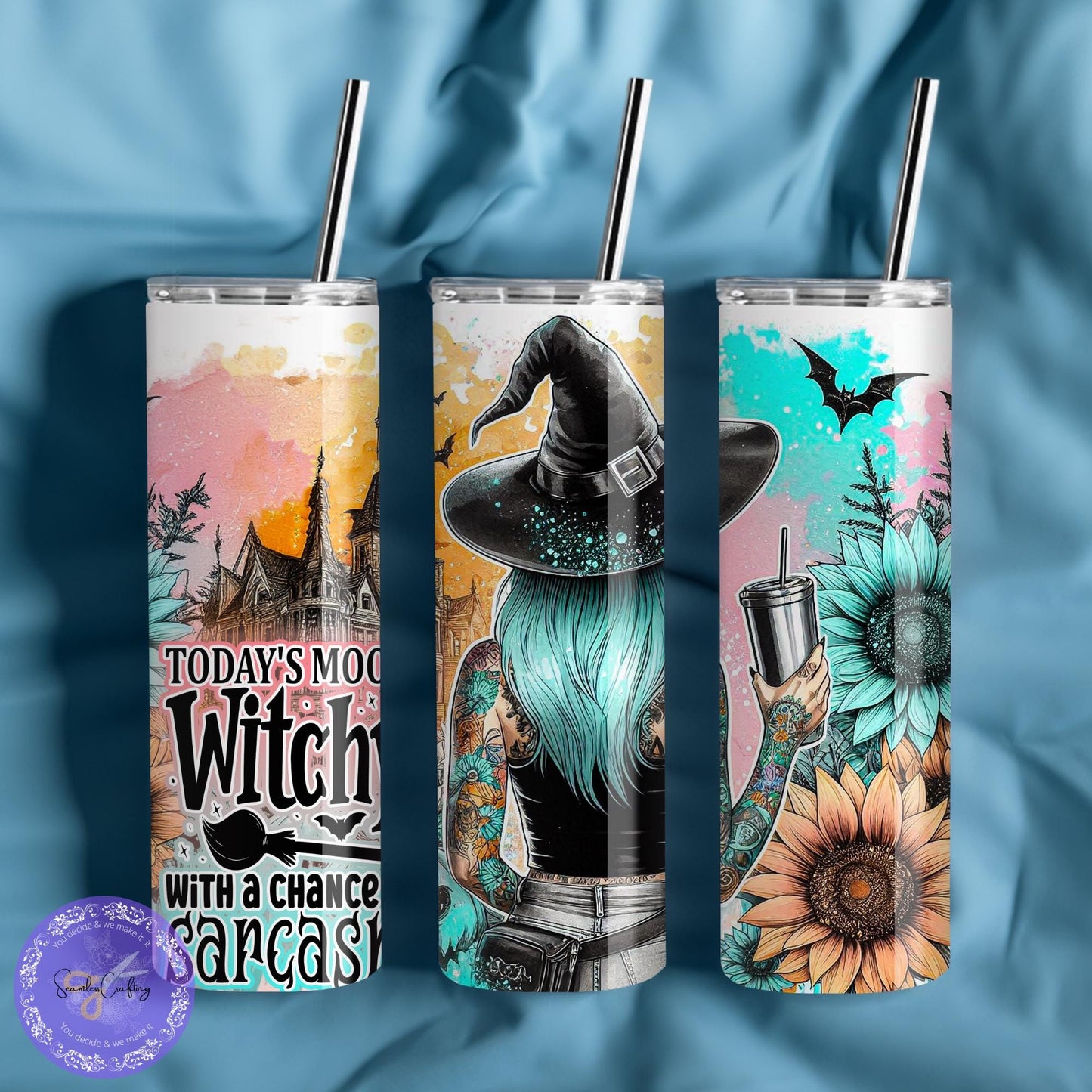 Personalised Moody witch, Funny Halloween witch, BPA Free tumbler, witchy flower, Witch sarcasm, custom-made cup thermal, Witch Lover