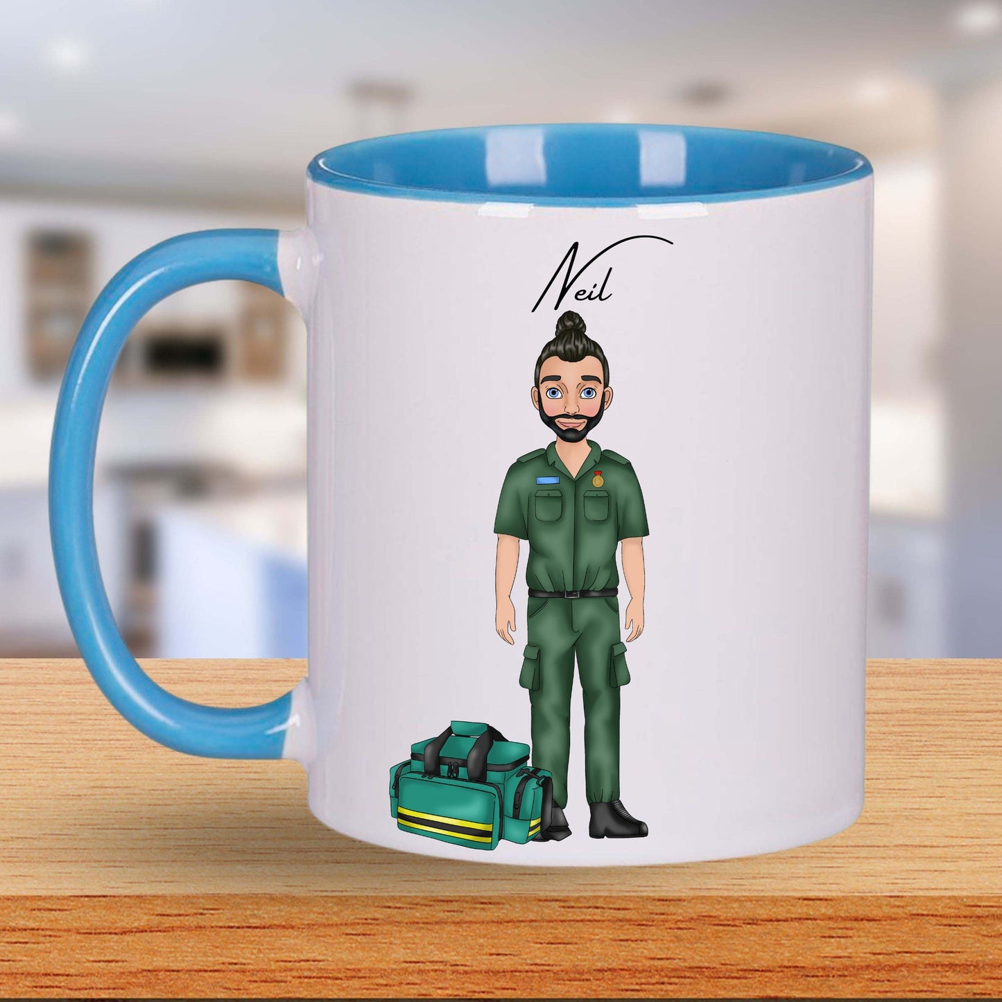 Personalised Paramedic male Character Travel mug gift, First Responder Ambulance Gift for him, Thank you Gift, Paramedic Technician uniform