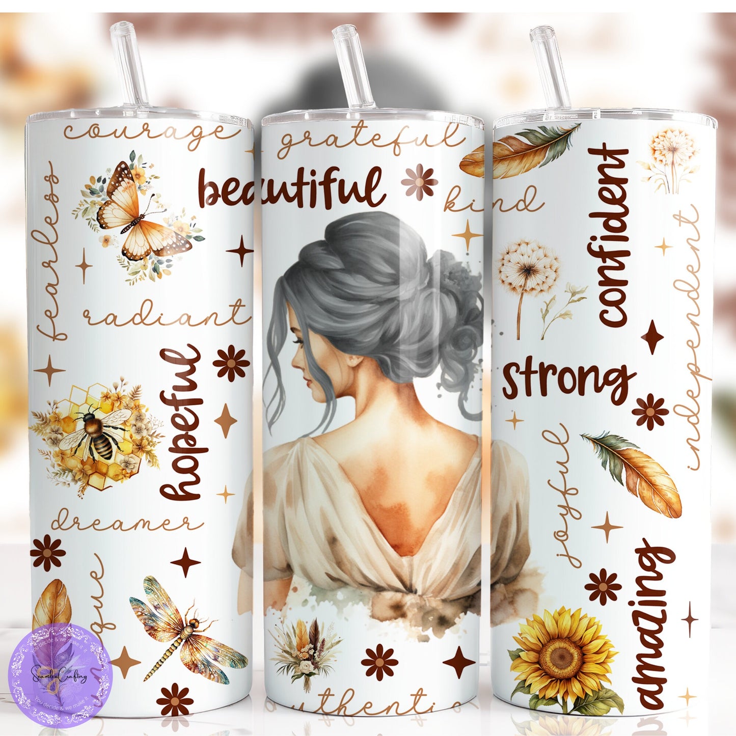 Inspirational Tumbler cup, Self-care, Gratitude, self-love, Different hair colours, Daily motivation, wellbeing tumbler, Mental Health