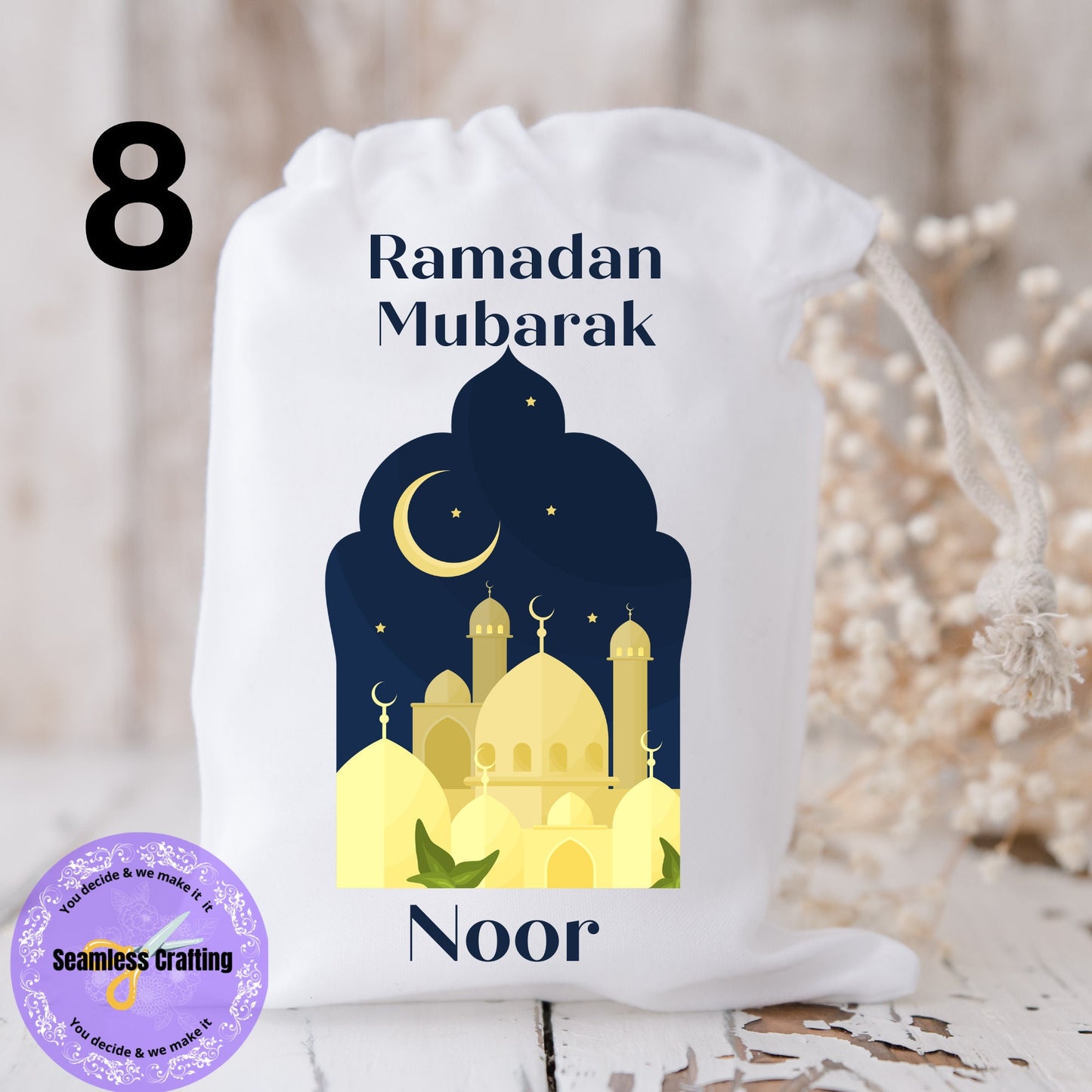Personalised Arabic,English Eid Bag, Eid Sacks,Bags,Ramadan, Eid Mubarak Party Gift Bags, Clothes, Treat, Custom,