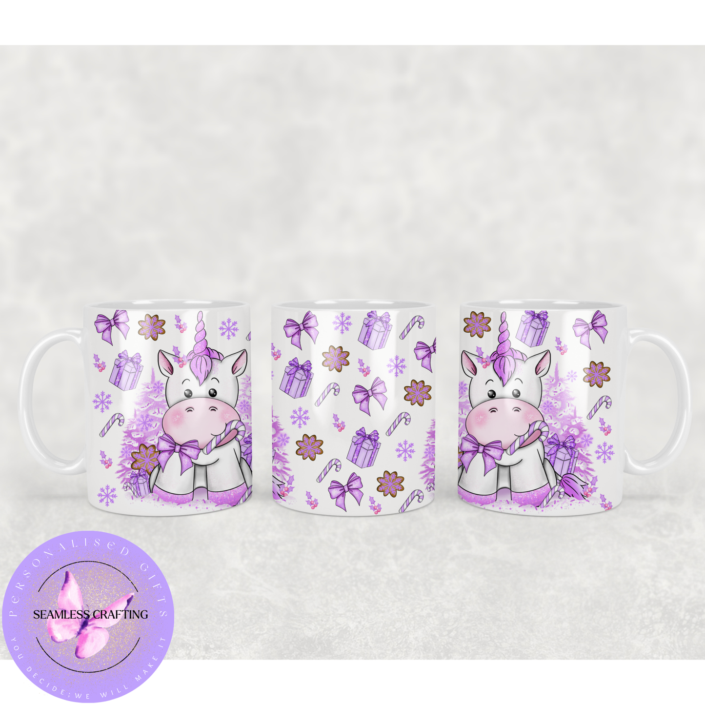 Personalised Unicorn Mug – 11oz Ceramic Cup with White, Pink, or Blue Handle – Cute Gift for Kids, Birthdays, and Christmas