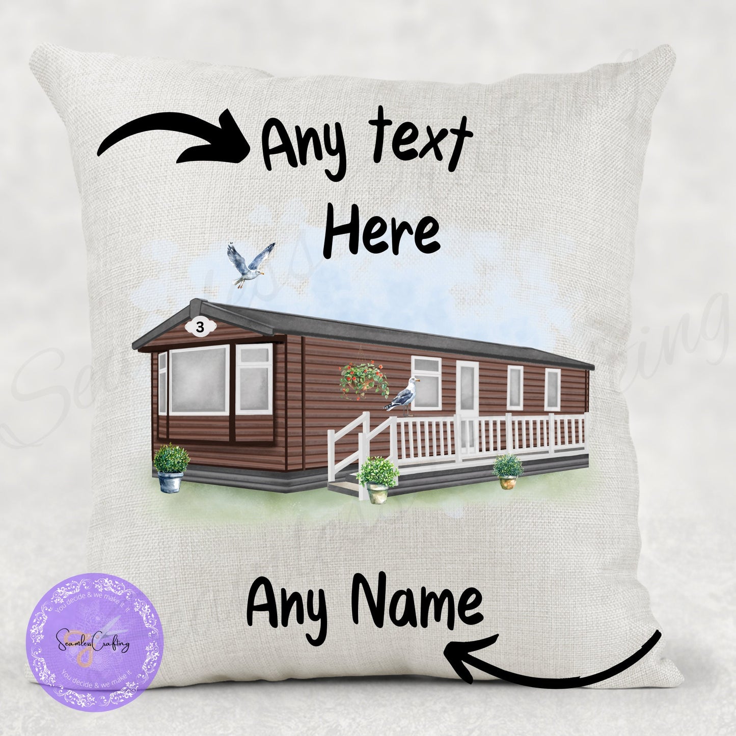 Personalised Static Caravan Linen Cushion gift, Custom any text & names, Campervan holiday gift, Static owners presents, New home decor