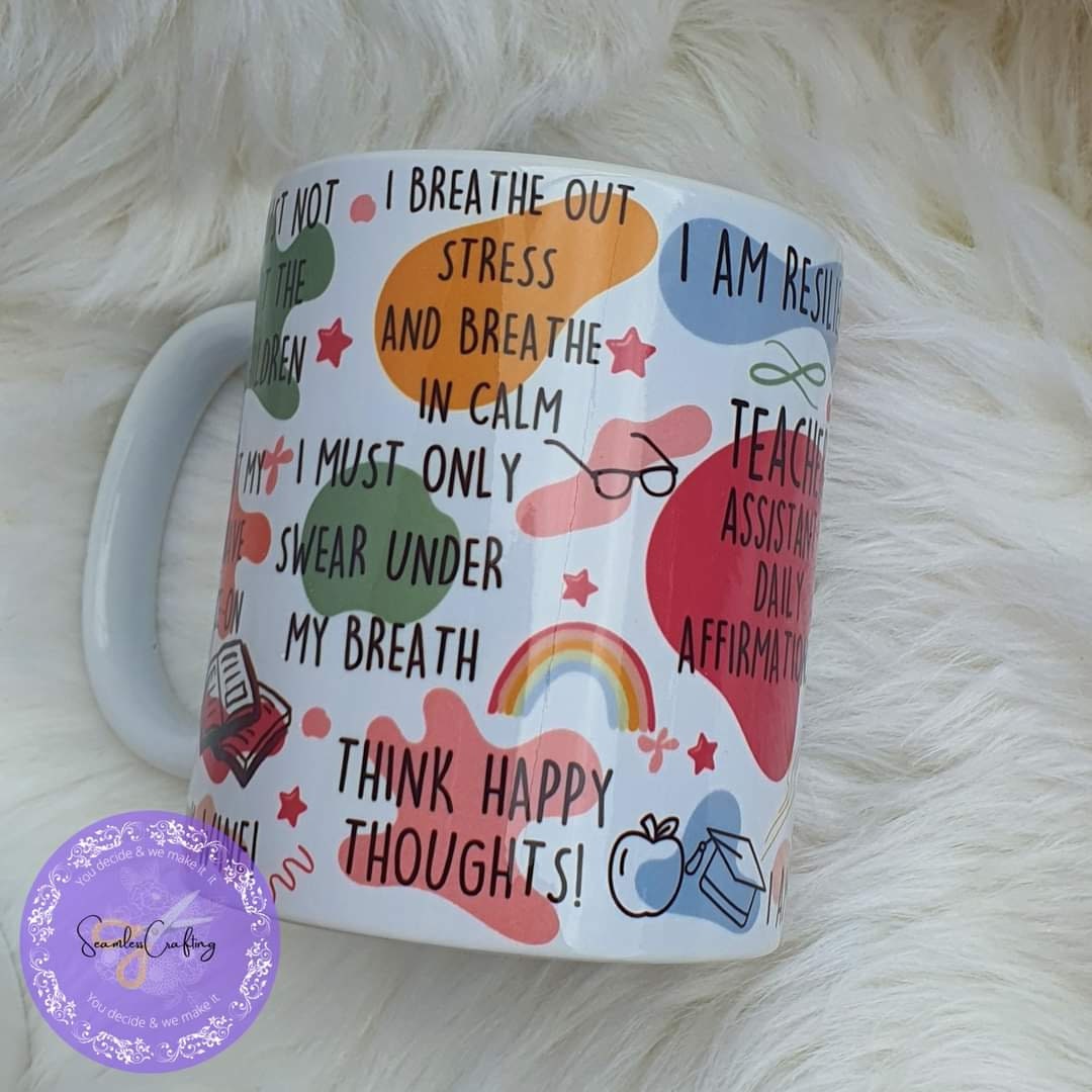Personalised Funny Teacher Gift Mug, Novelty Humour Mug, Thank You Gift From Students, Daily Affirmation For Teachers, Gift From Coworker