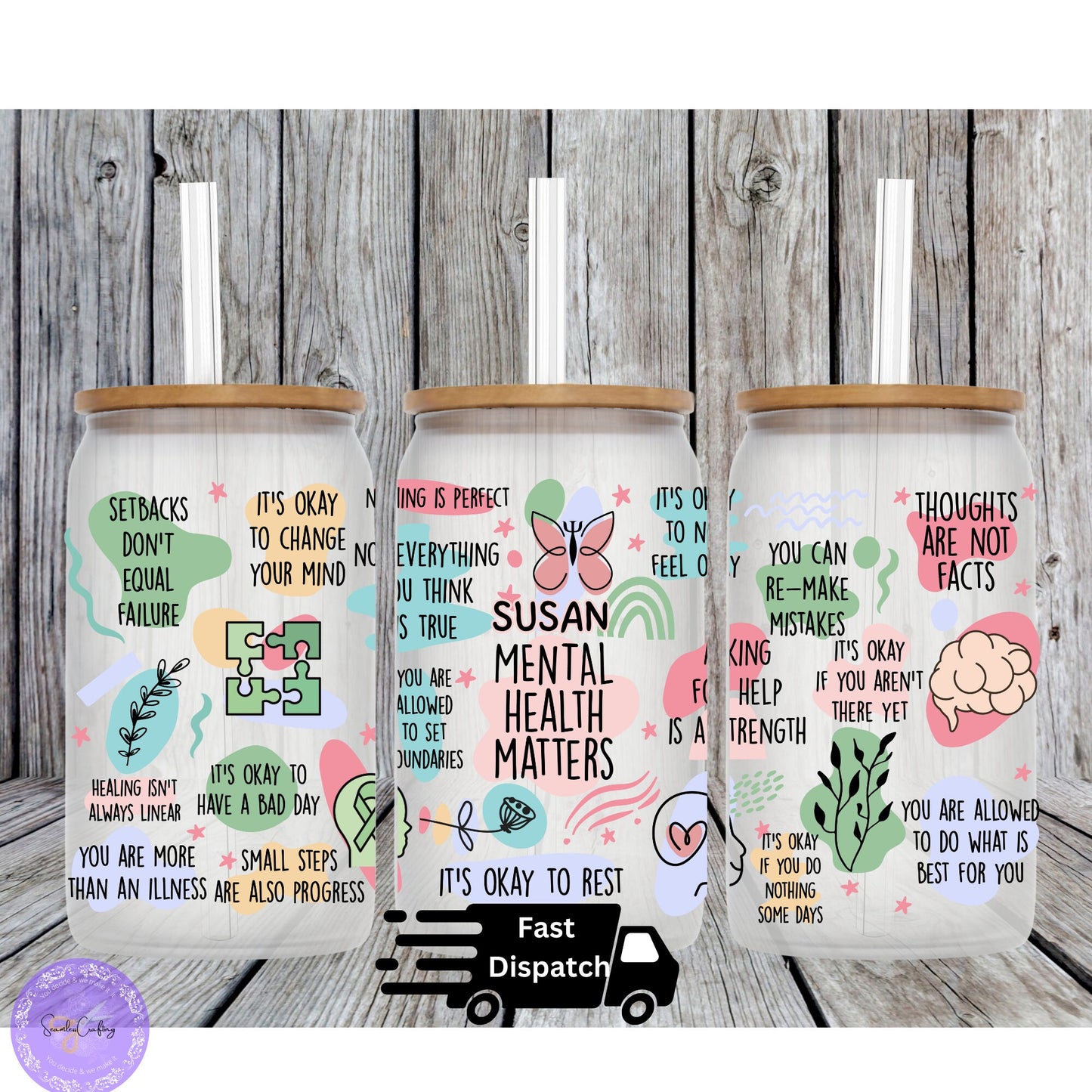 My Mental Health Matters Reminders Glass Cup, Mental Health Awareness, Positive affirmation self-love beer can glass cup, all about me