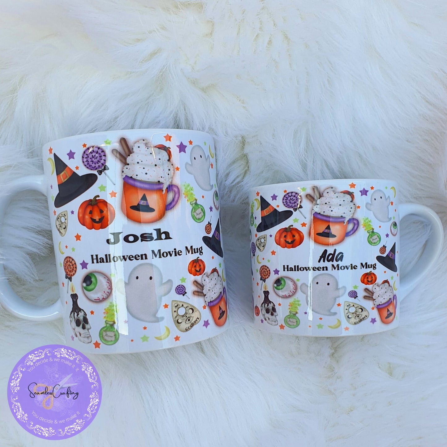 Personalised Halloween movie night mugs, Family movie night cups, Kids Halloween mugs, Family matching mugs, Kids 6oz ceramic mug
