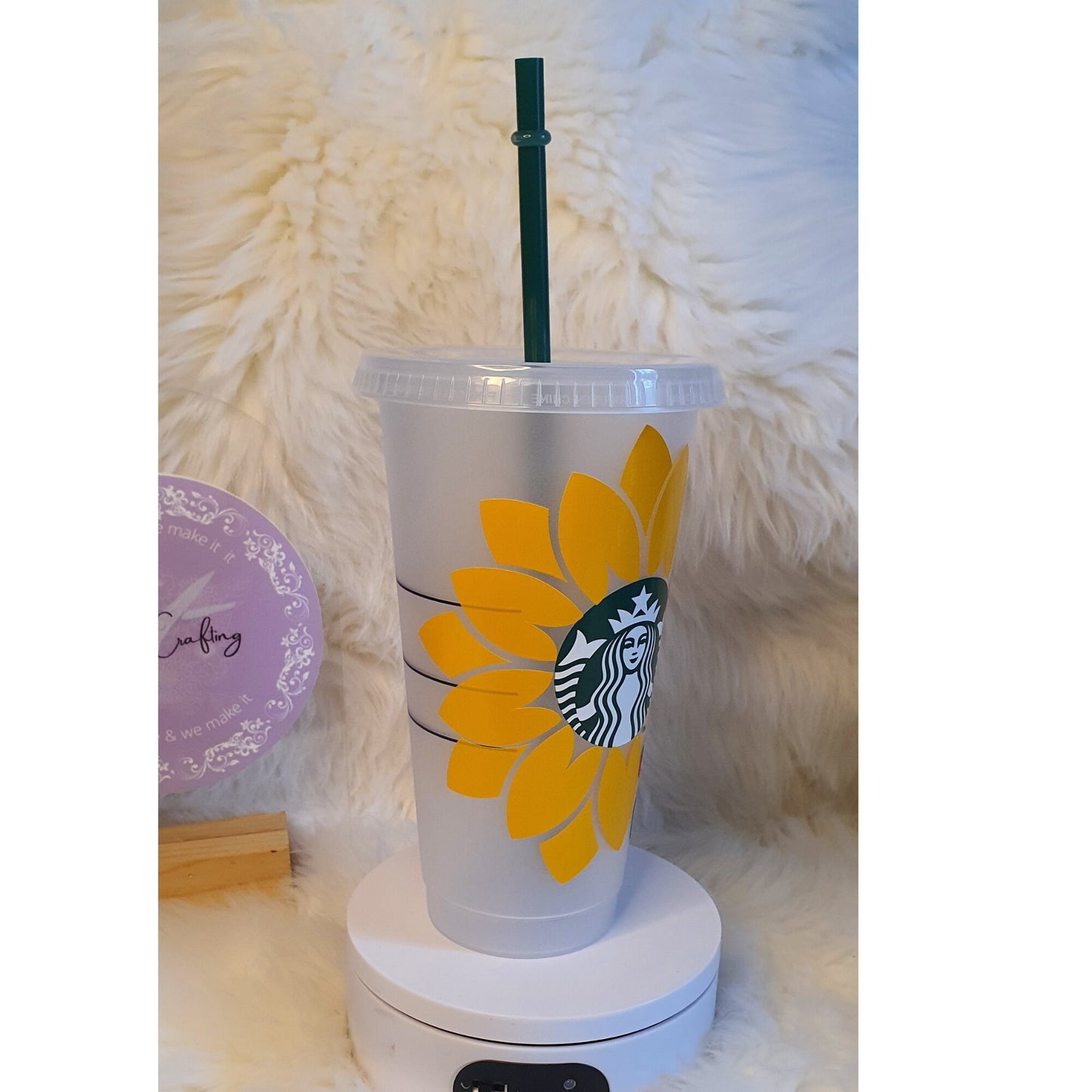 Personalised Starbucks Sunflower Cup, Teacher Pencil Apple Cup, Large Cold Cup 24 0z Cup size, Starbuck Cup with name, Reusable Gift Cup