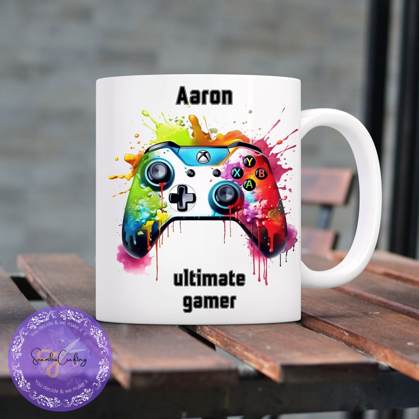 Personalised Gamer Mug & Coaster Set โ Custom 11 oz Video Game Coffee Mug with Name โ Gift for Gamers, Kids, Teens, or Boyfriends