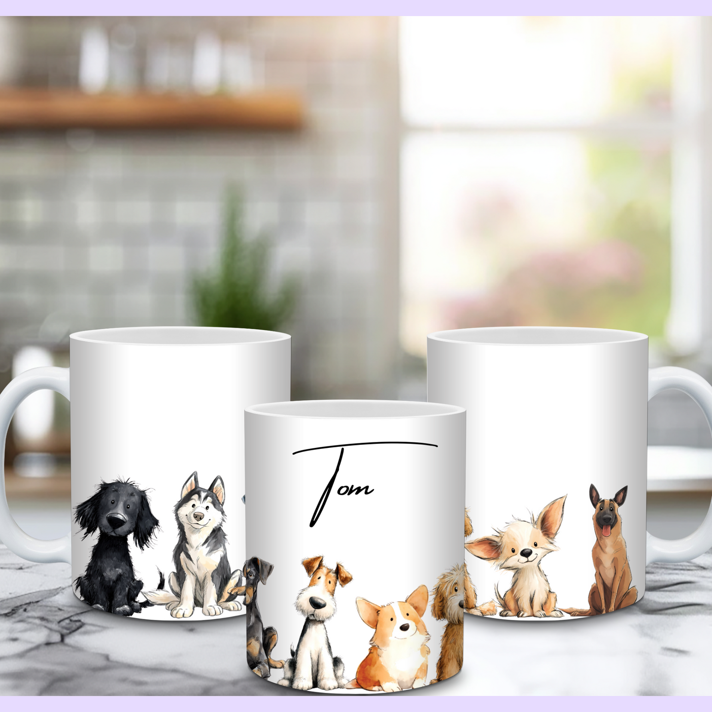 Personalised Dog Lover Mug – Pampered and Purrfect 11oz Ceramic Coffee Cup – Custom Name Pet Groomer Gift with Colour Handle Options