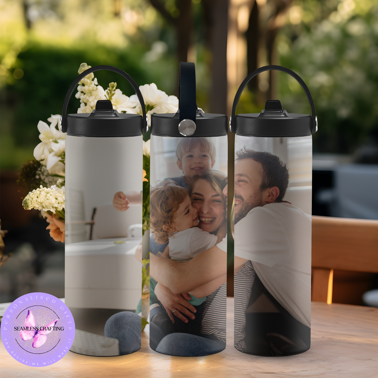 Personalised Water Bottles, Travel Mugs & Tumblers – Add Any Image, Logo or Text – Custom Photo Drinkware – 400ml, 750ml, 14oz & 20oz – Gift for Him, Her, Kids & Pets