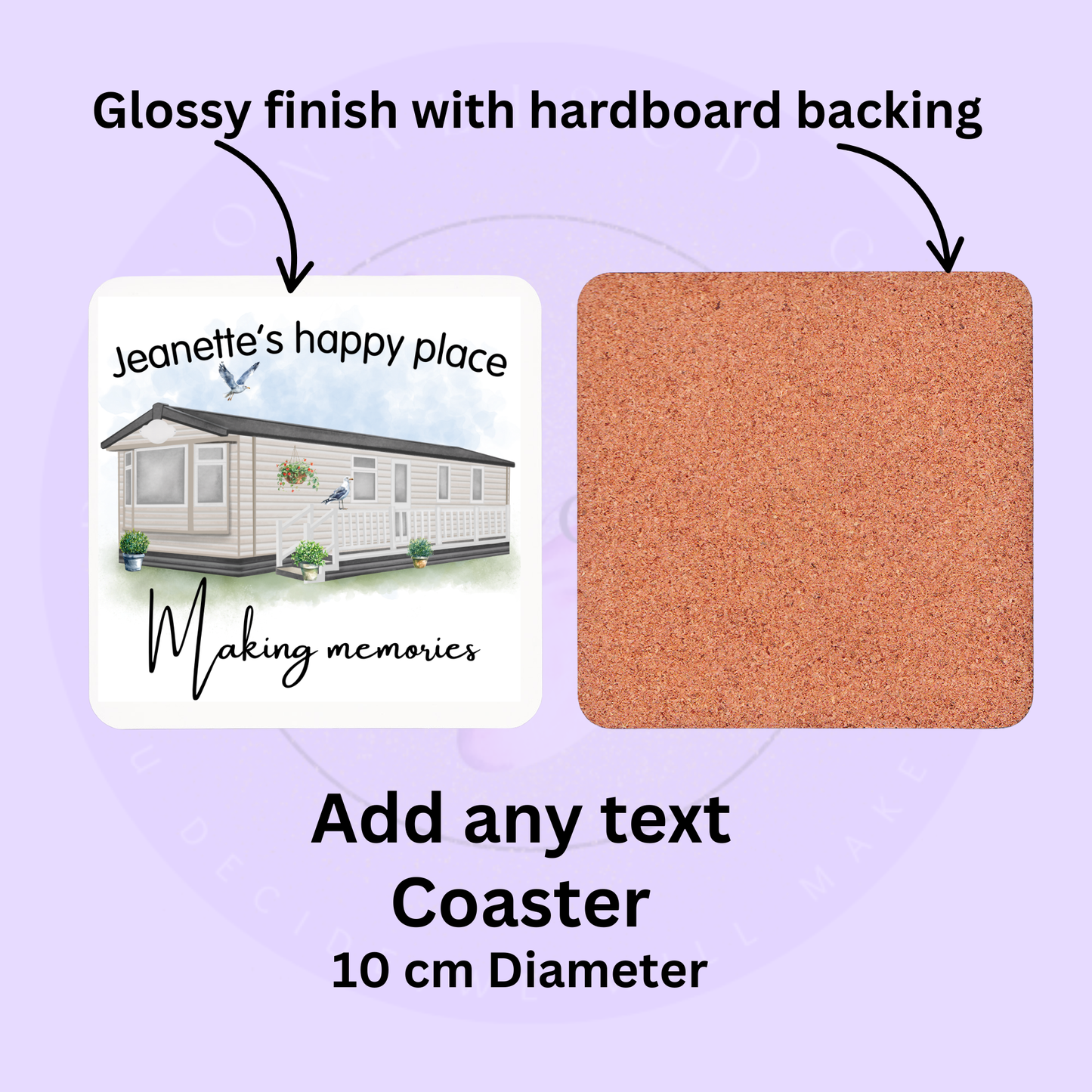 Personalised Static Caravan Coaster – Holiday Home Gift | Rock Slate or Glossy Finish | Custom Text | Caravan Lovers Gift
