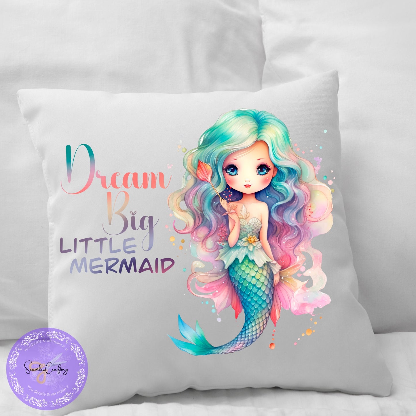 Personalised Mermaid Cushion, Inspirational Mermaid Cushion For Girls, Mermaid themed Decoration, Birthday Custom Pillow, Girls Room Decor