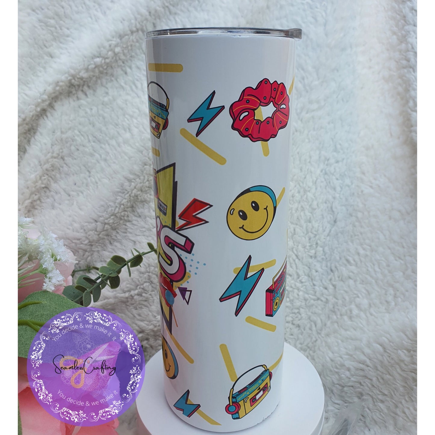Personalised 90s & 80s throwback thermal tumbler, 20 oz 80s, 90s retro style, Hot or Cold drinks cup, 80s, 90s babies unique gifts