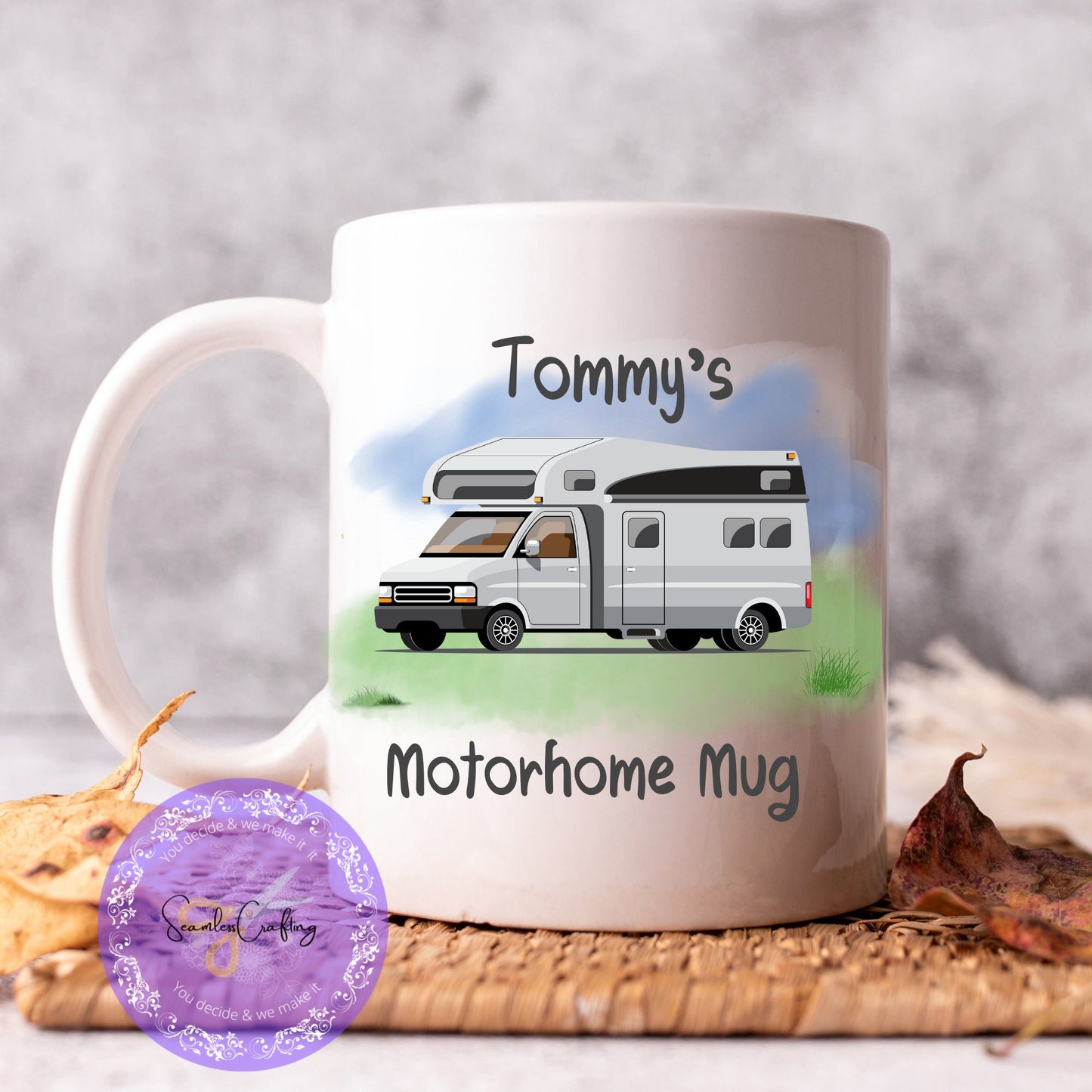 Personalised Motorhome mugs, add any text name, Campervan owners gifts, Ceramic camping cup, Outdoor lovers present, First RV gift
