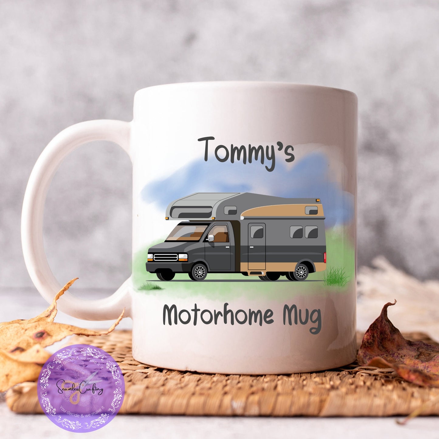 Personalised Motorhome mugs, add any text name, Campervan owners gifts, Ceramic camping cup, Outdoor lovers present, First RV gift