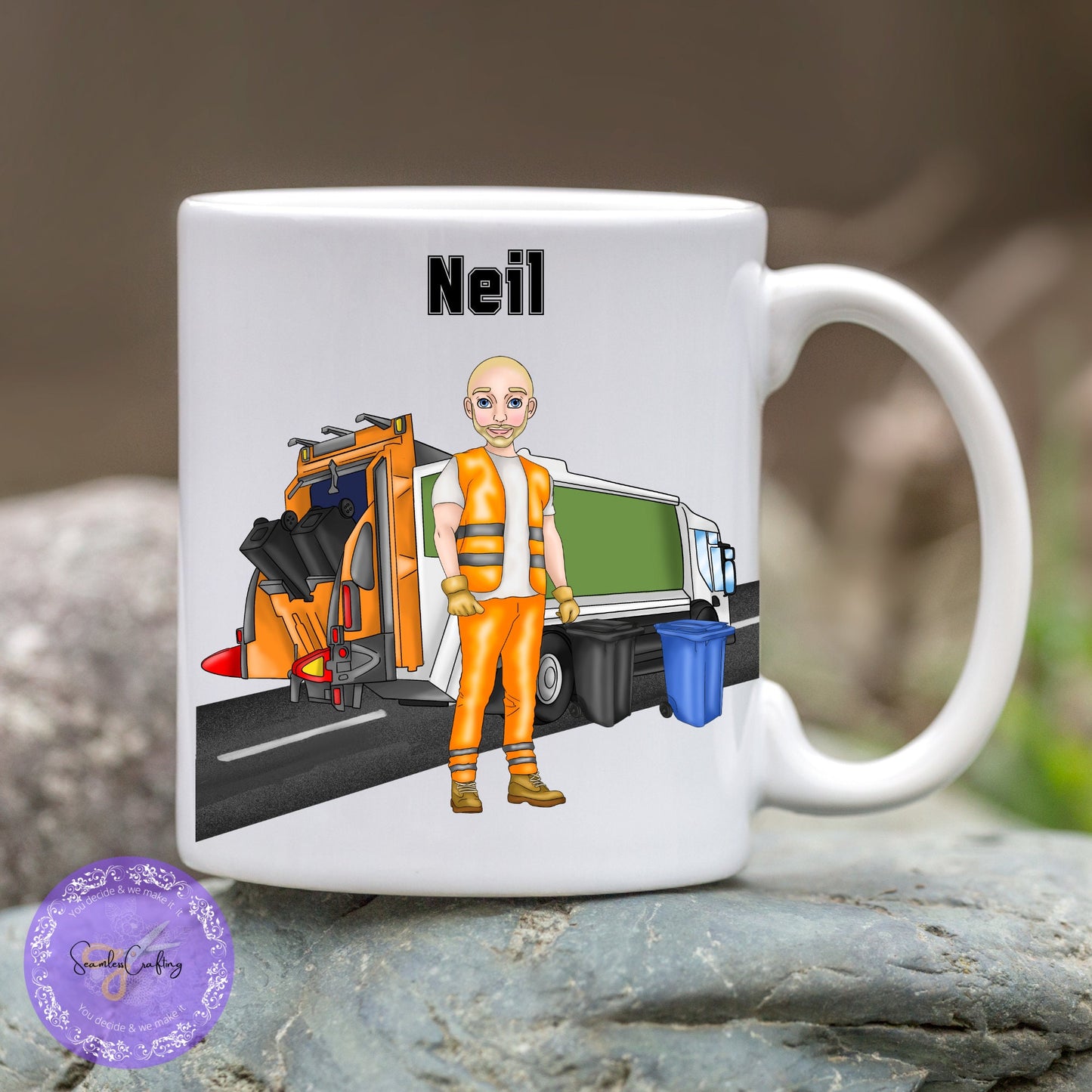 Personalized 14 oz Insulated Travel Mug for Men – Custom Character Coffee Cup with Builder, Binman, Lorry Driver Accessories – Father’s Day Gift for Workmen