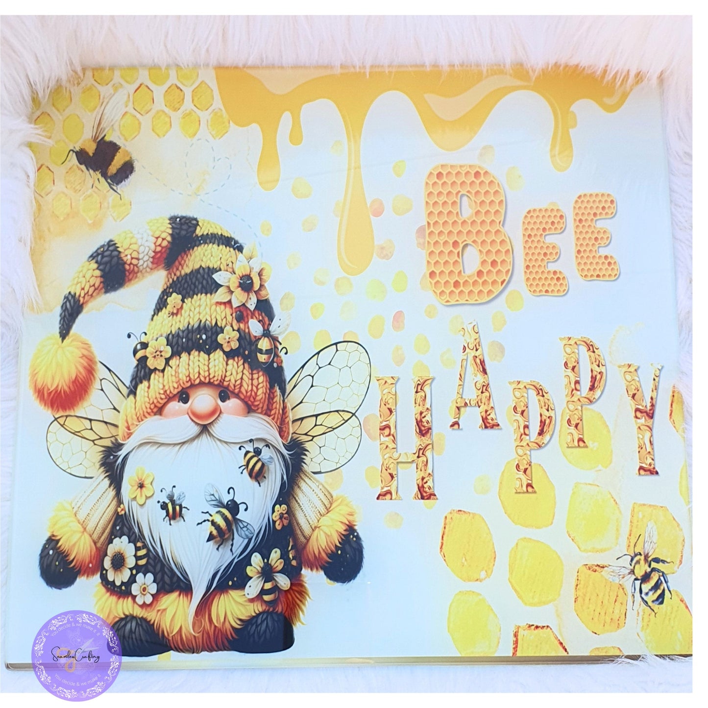 Personalised Glass Gnome chopping board, Cooking lover gift, Tampered Glass, Baker, Chef cooking Aid, Birthday Gift, Bee happy Motivational