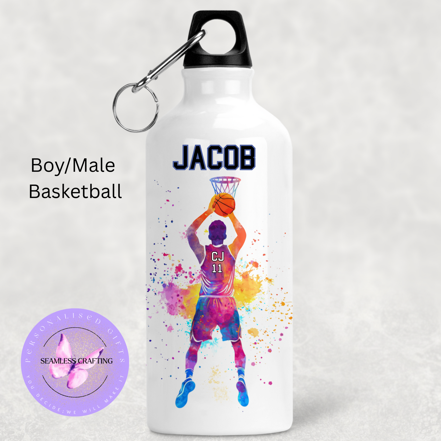 Personalised 400ml Sports Water Bottle – Watercolour Design | Custom Martial Arts, Dance, Football, Rugby, Horse Riding & More | Small UK Business