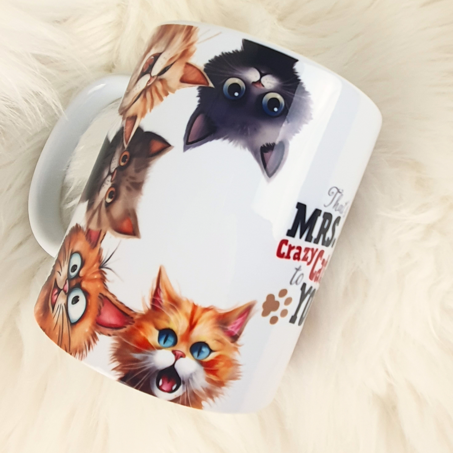 Personalised Crazy Cat Lady Mug – Custom Name Cat Lover Gift, Funny Cat Owner Coffee Cup, 11oz Ceramic Mug for Her, Gift for Cat Mum