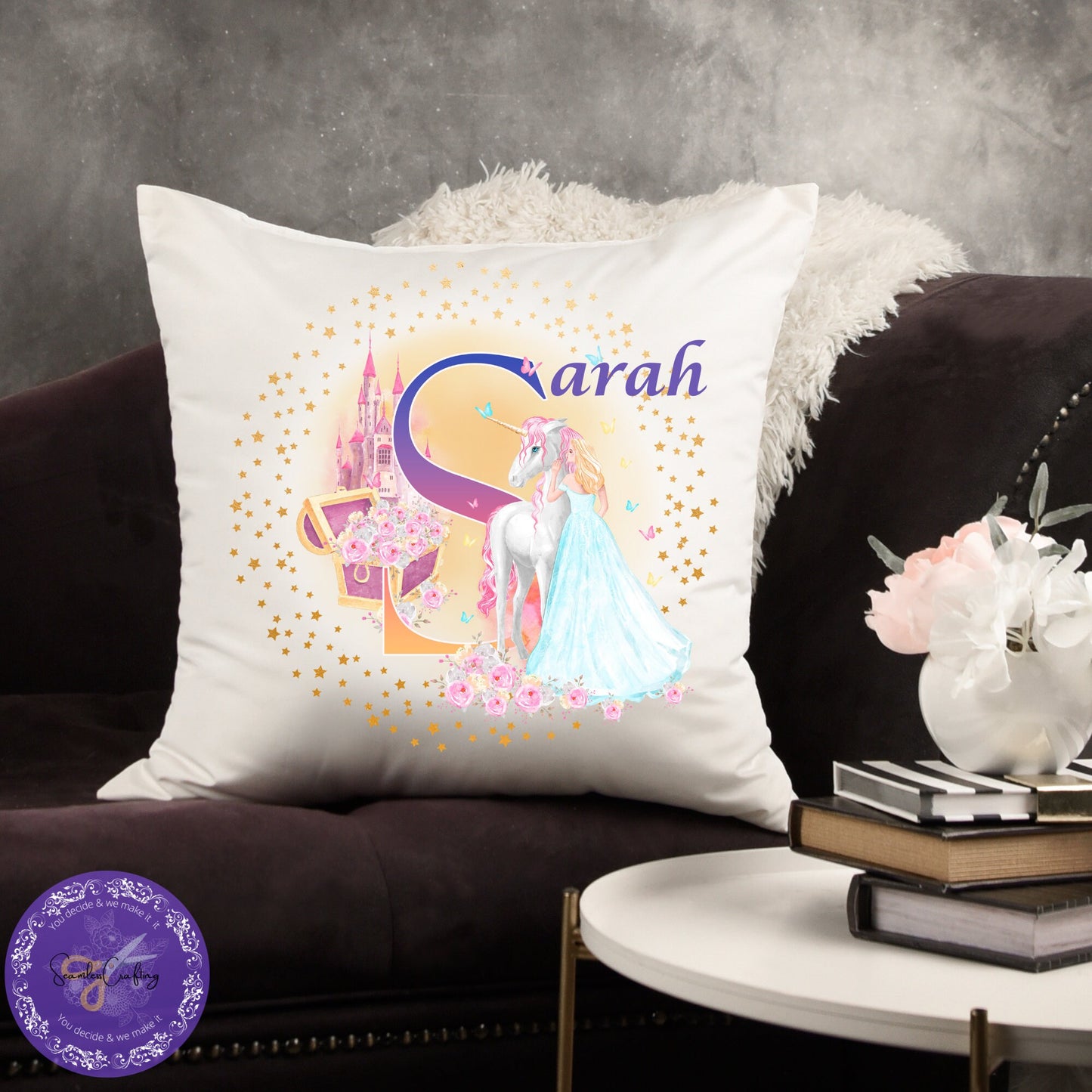 Personalised Unicorn Princess Pillow Gift, Gift For Girls' Nursery Bedroom, Birthday Unicorn Gift, Unicorn Cuddle Cushion, Pillow Gift kids
