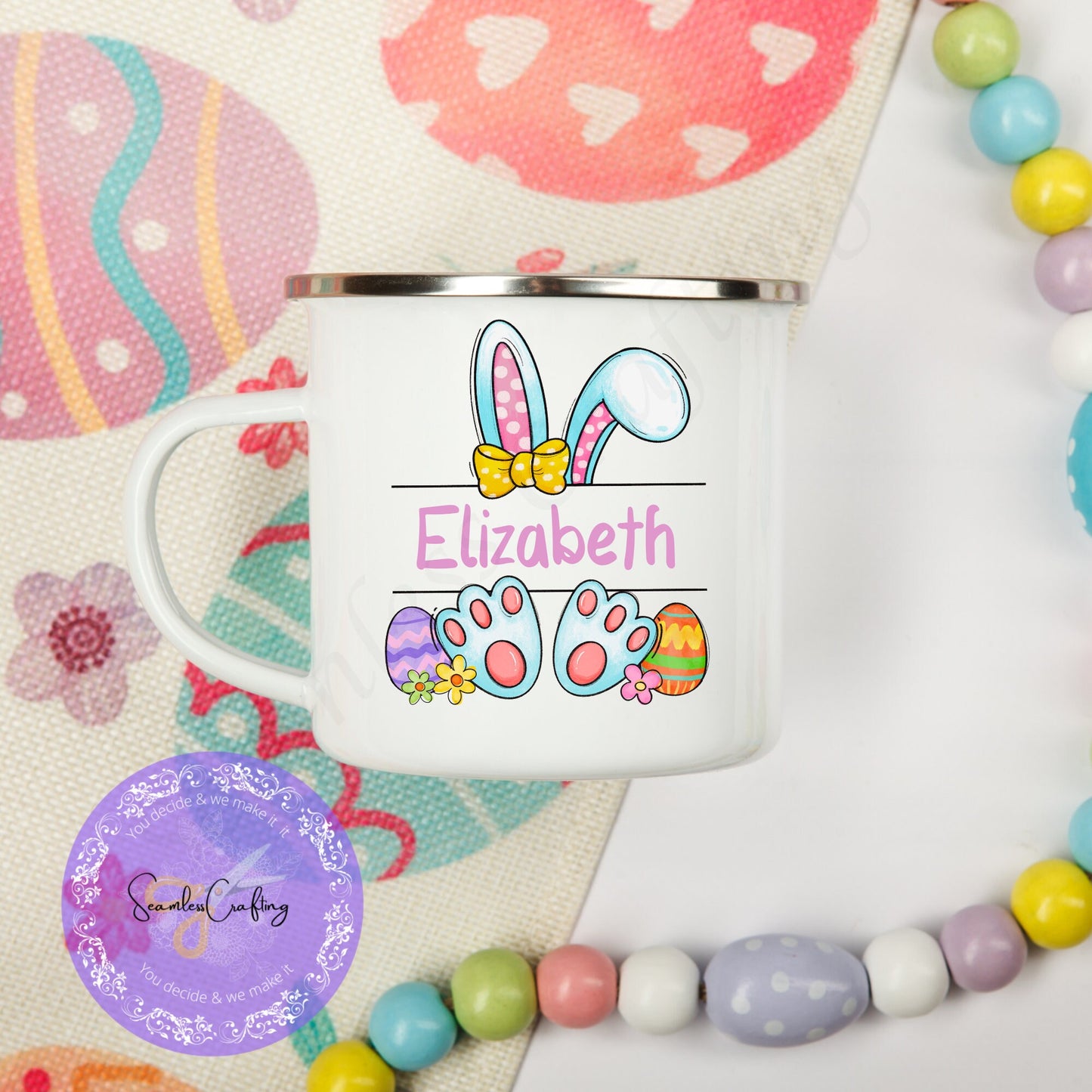 Personalised Easter mug Monogram for kids, Sweet Filler, Easter Bunny mug for boys & girls, Mini Easter Mug, Easter Bunny Rabbit Cup