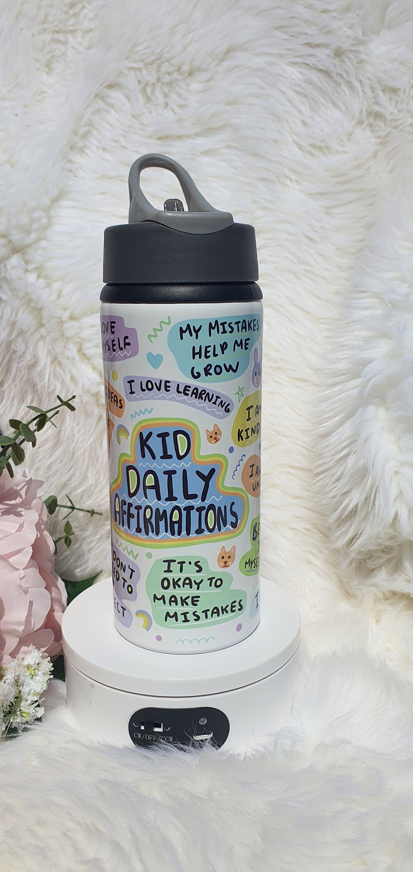 Personalised Kids Daily Affirmation Bottle, Tumbler, Kids Daily Affirmation , Hydration Kids Bottle, Boost Self-Esteem and Confidence , PE